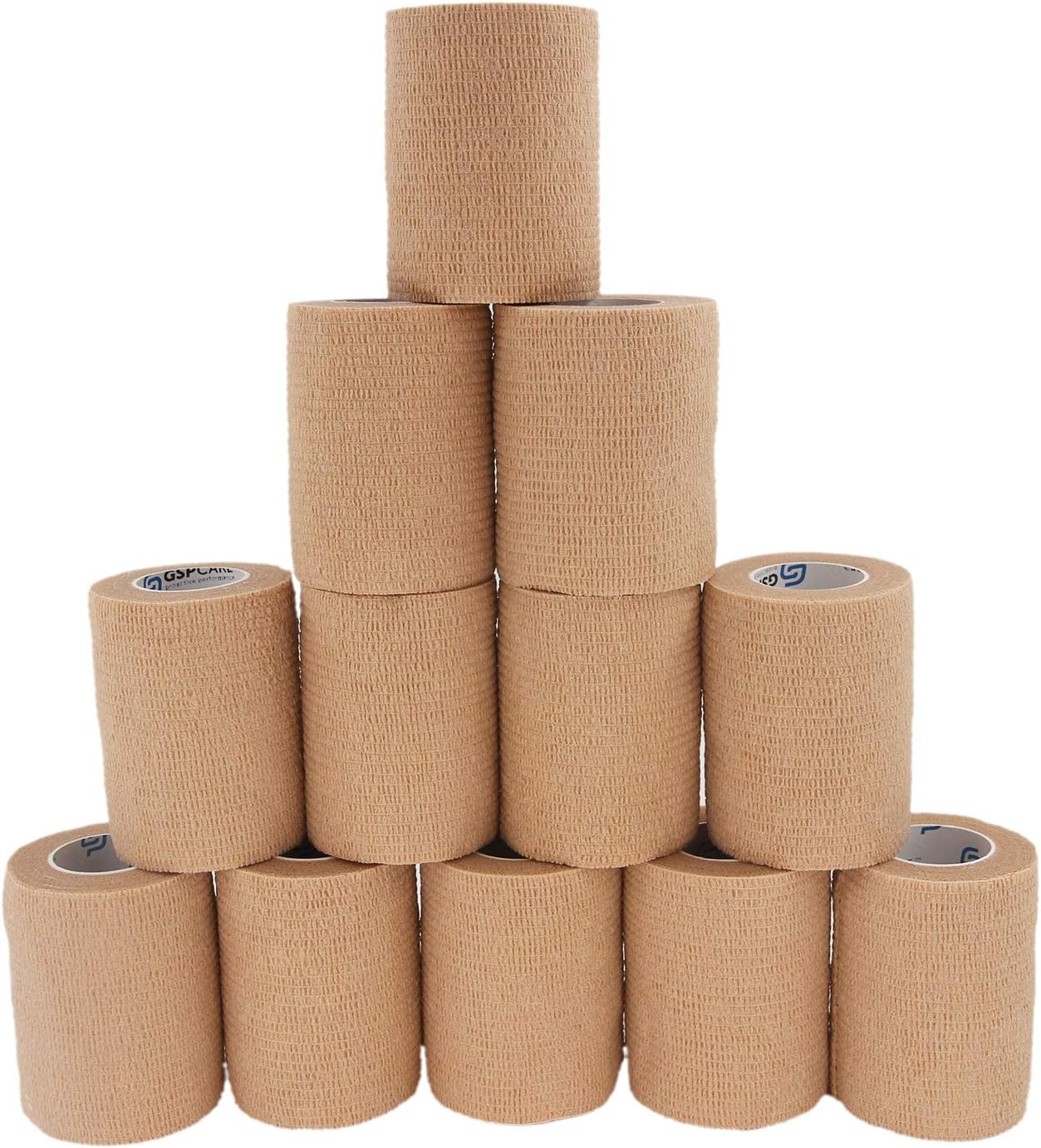 Vendajes cohesivos autoadhesivos, 12 unidades de 3 pulgadas x 5 yardas, cinta médica, rollos no tejidos adhesivos flexibles y transpirables de