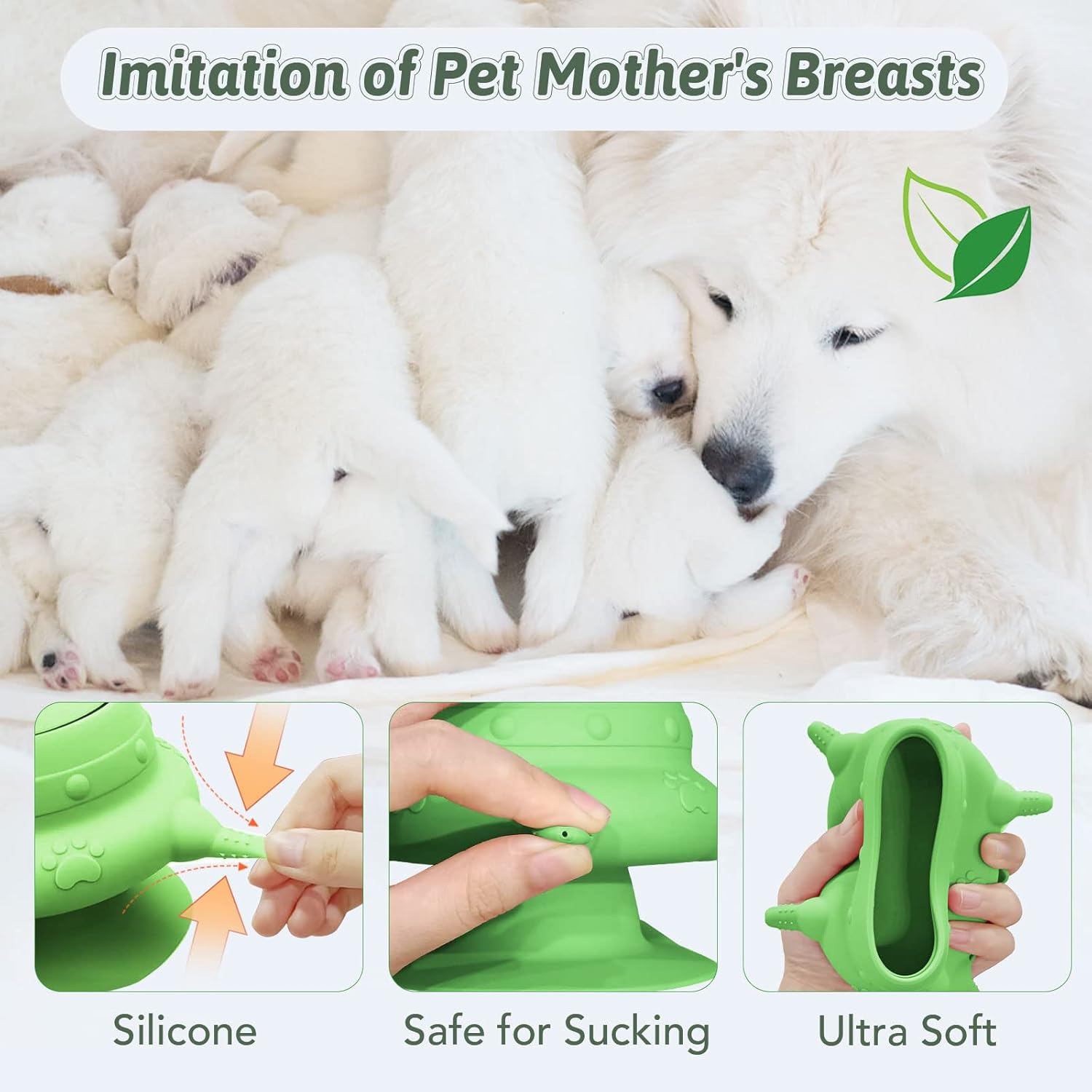 Comedero para cachorros para varios cachorros, 4 tetinas, alimentador de leche para cachorros, estación de lactancia de silicona para cachorros, 8.1