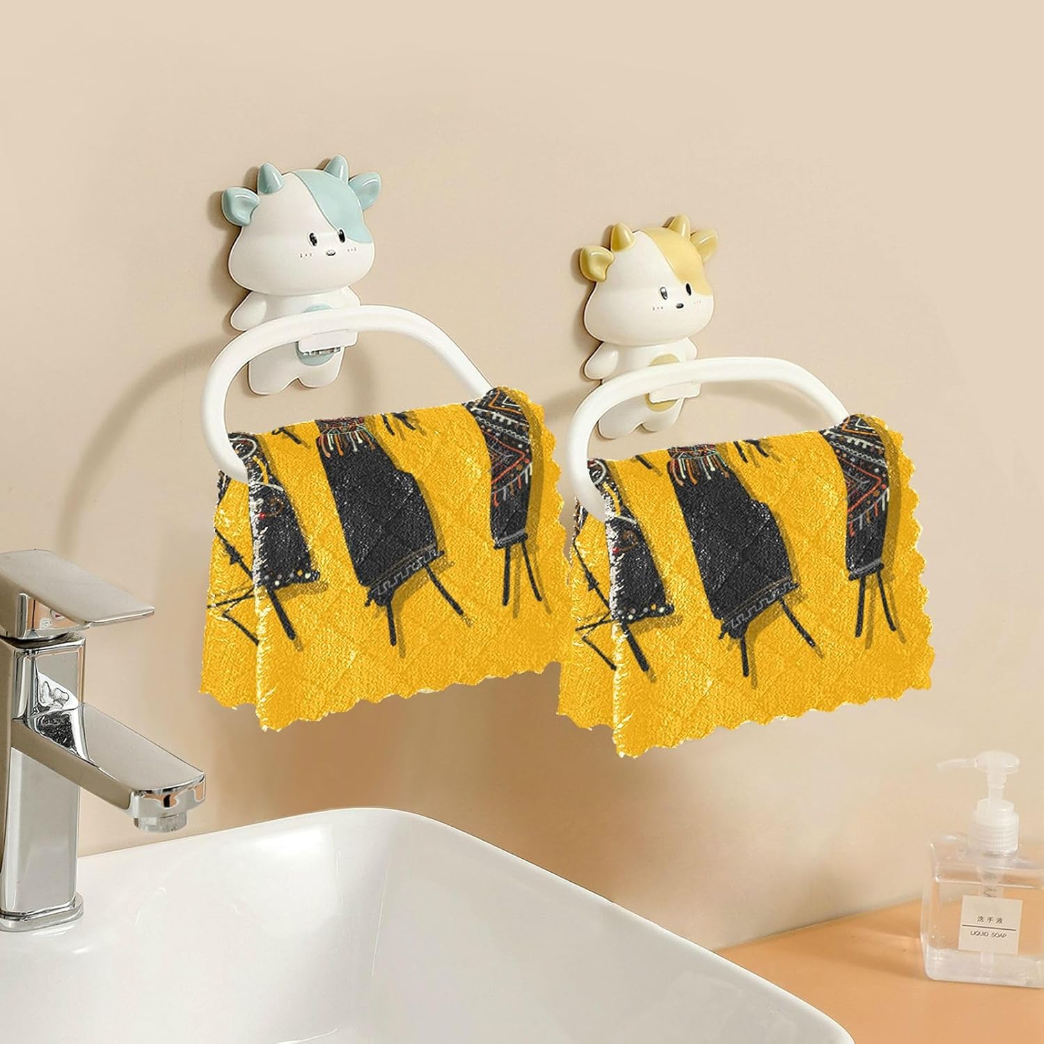 African Women Jugs Set of 6 Quick Dry Dish Clothes for Washing Dishes Decorative Quality Dish Tea Towels for Bathroom Sink