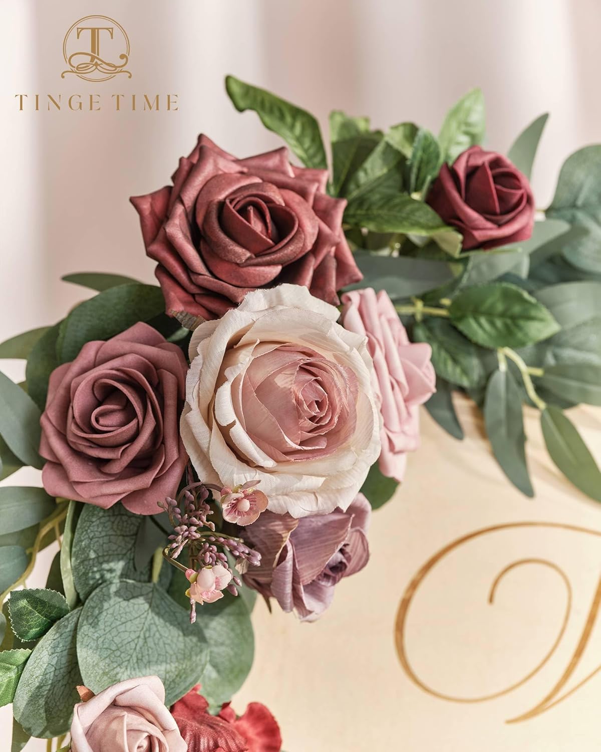 TINGE TIME Kit de guirnaldas de flores artificiales para boda (paquete de 2), flores de cartel de ceremonia de bienvenida para bricolaje, arreglos