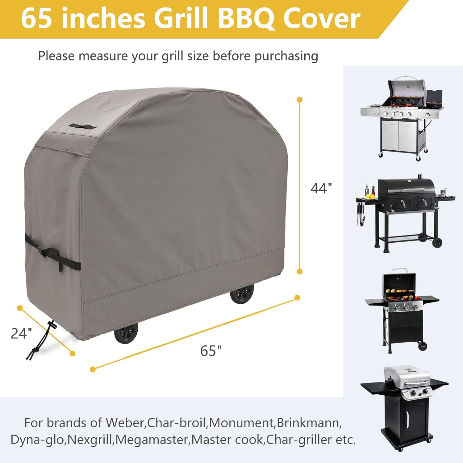 Cubierta de parrilla 800D para parrilla al aire libre, cubiertas de barbacoa de 65 pulgadas, impermeables, resistentes, cubiertas de parrilla de gas