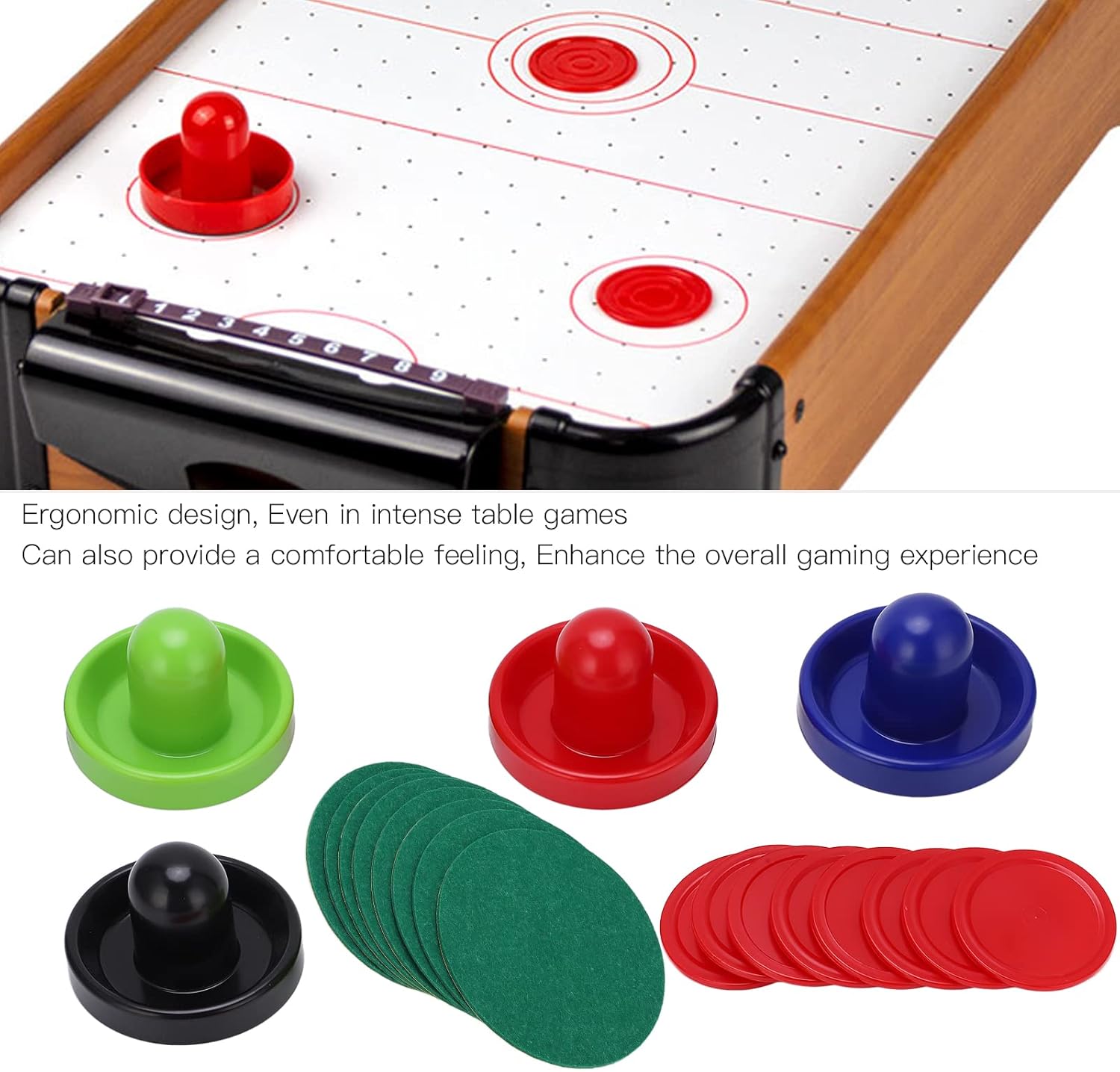 Juego completo de accesorios de hockey multicolor con empujadores, discos y piezas de repuesto para juego de hockey de mesa, mejora tu juego