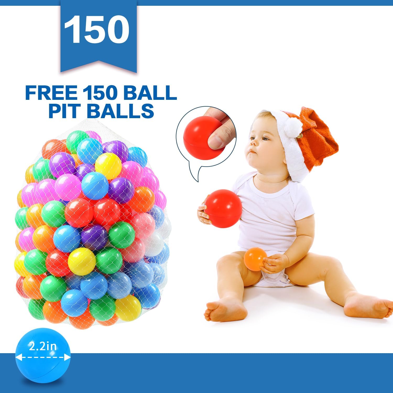 Alberca de pelotas para niños pequeños con 150pelotas, tienda de campaña desplegable, casa de juegos para interior y exterior con bolsa de