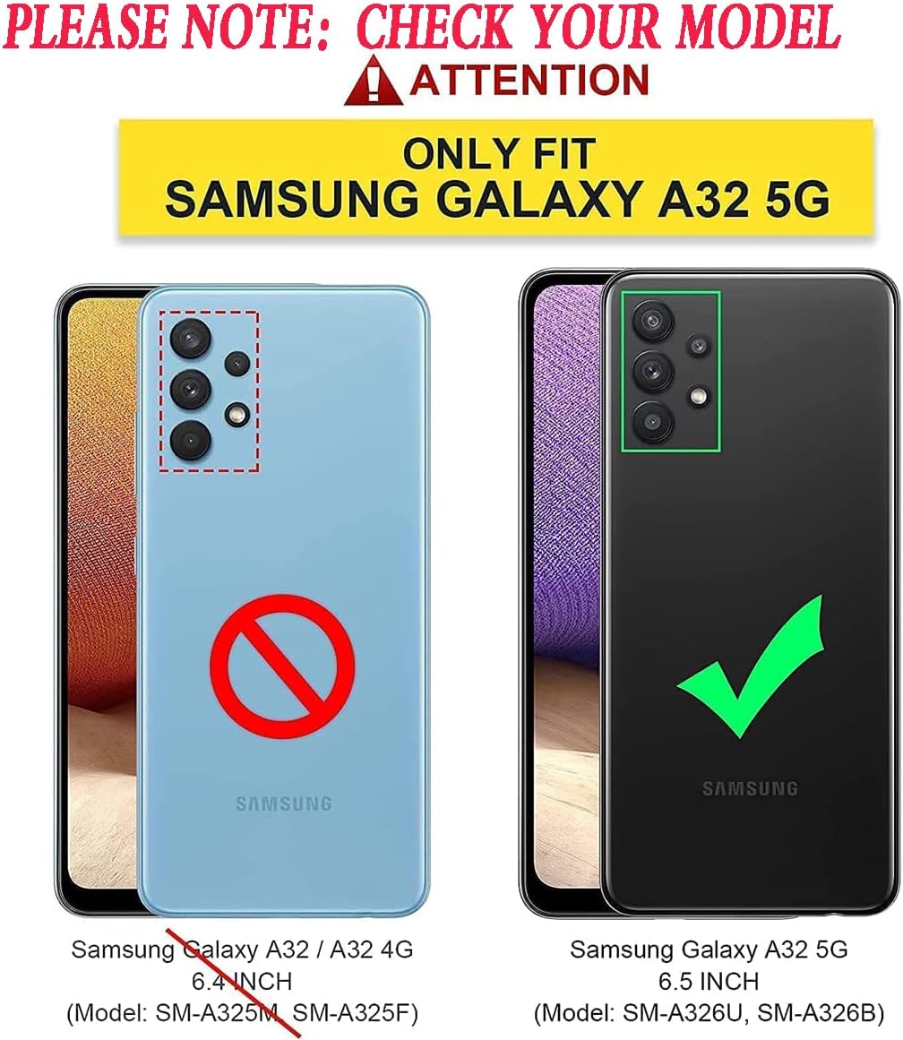 YmhxcY Funda A32 5G, funda para Galaxy A32 5G con 2 protectores de pantalla a prueba de explosiones, grado militar soporte de anillo de 360  F,