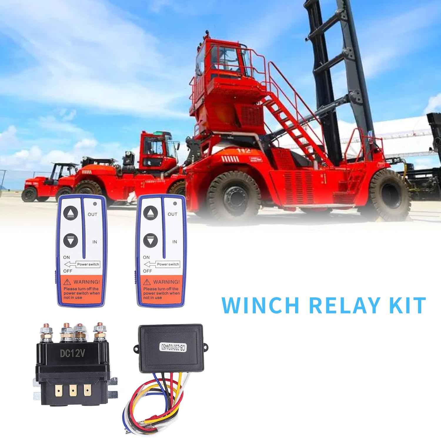 Contactor de relé solenoide de cabrestante de 12 V 250 A + kit de control remoto de cabrestante inalámbrico, 3000 libras a 5000 libras interruptor
