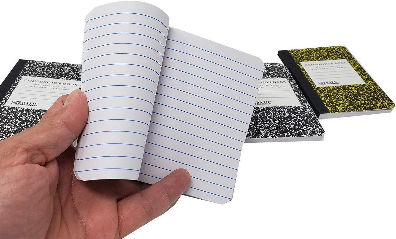 Mini libro de composición  Cuaderno, cubierta de mármol, diario rayado para escribir 4.5 x 3.25 pulgadas, 80 hojas cada uno (paquete de 6)