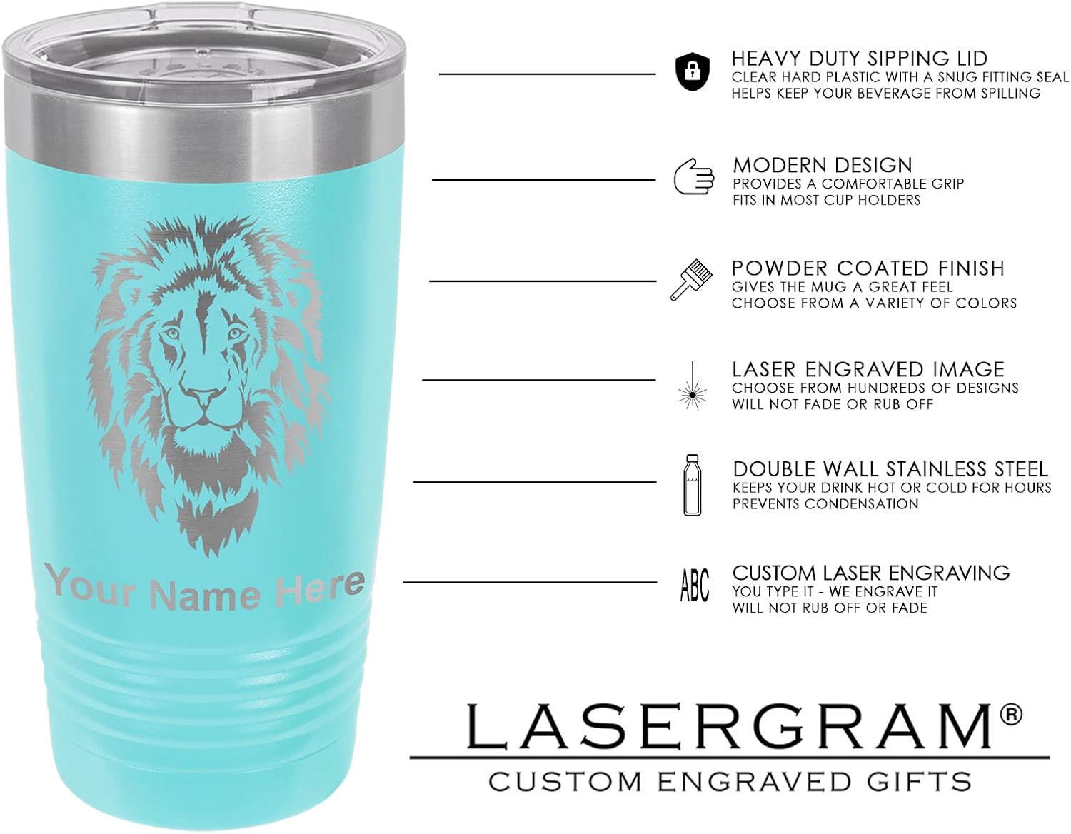 LaserGram 20oz Vacuum Insulated Tumbler Mug, Bull Terrier Dog, Personalized Engraving Included (Light Blue)