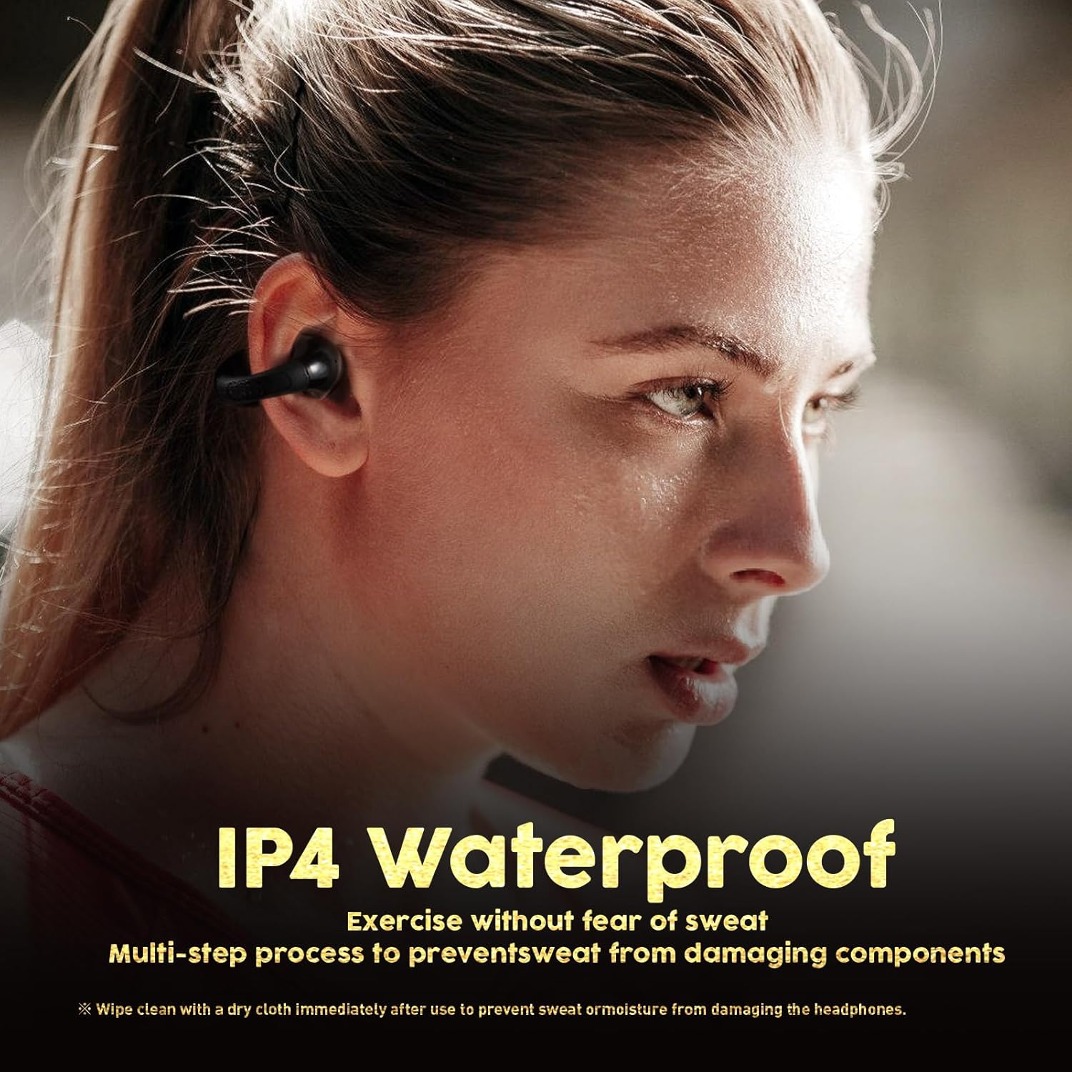 Wigfar Auriculares inalámbricos Bluetooth con clip para el oído, resistentes al sudor, carga rápida, tiempo de reproducción de 24 horas, auriculares