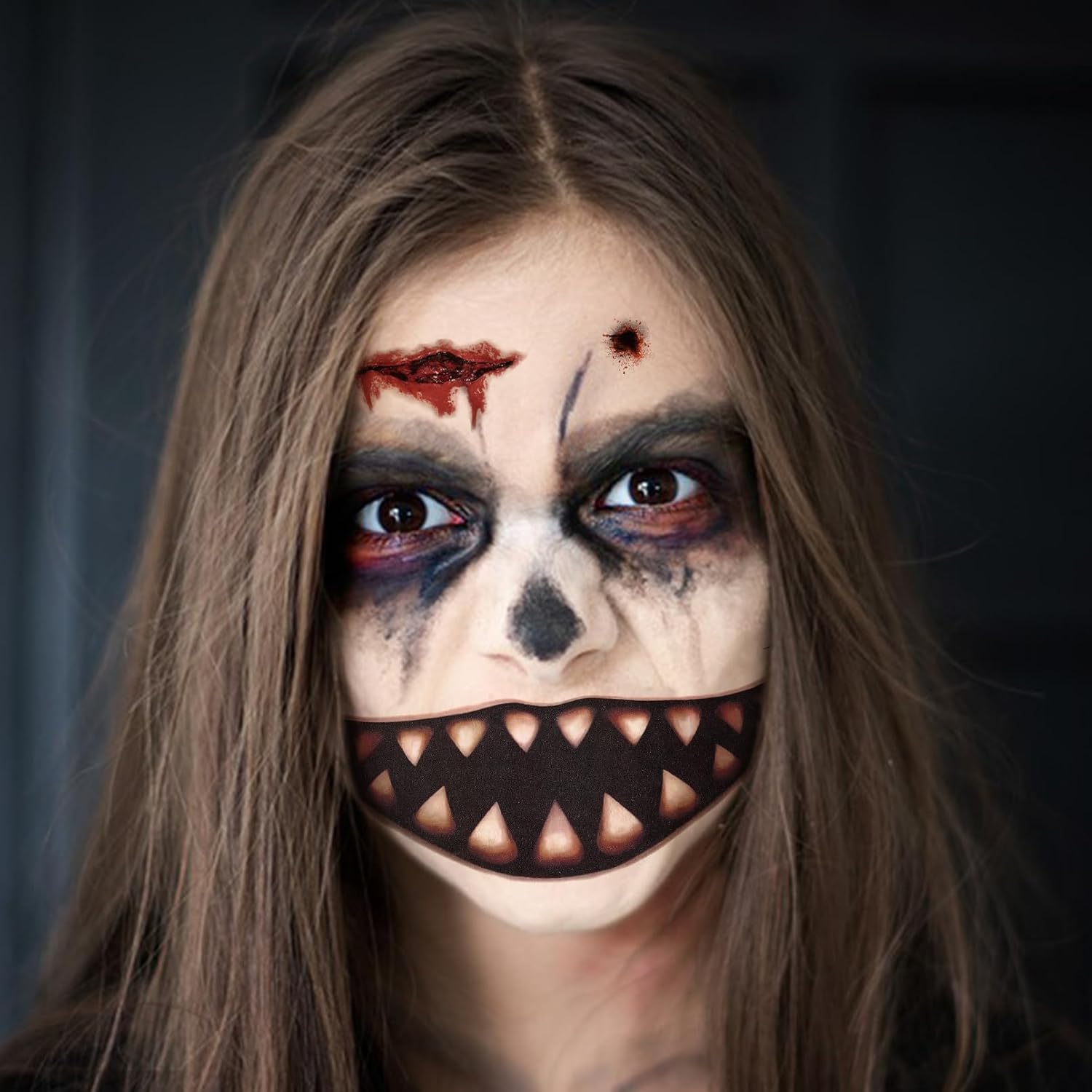 Más de 75 piezas de 21 hojas de tatuajes de Halloween para niños y adultos, tatuajes de maquillaje de zombies, tatuajes de broma de Halloween,