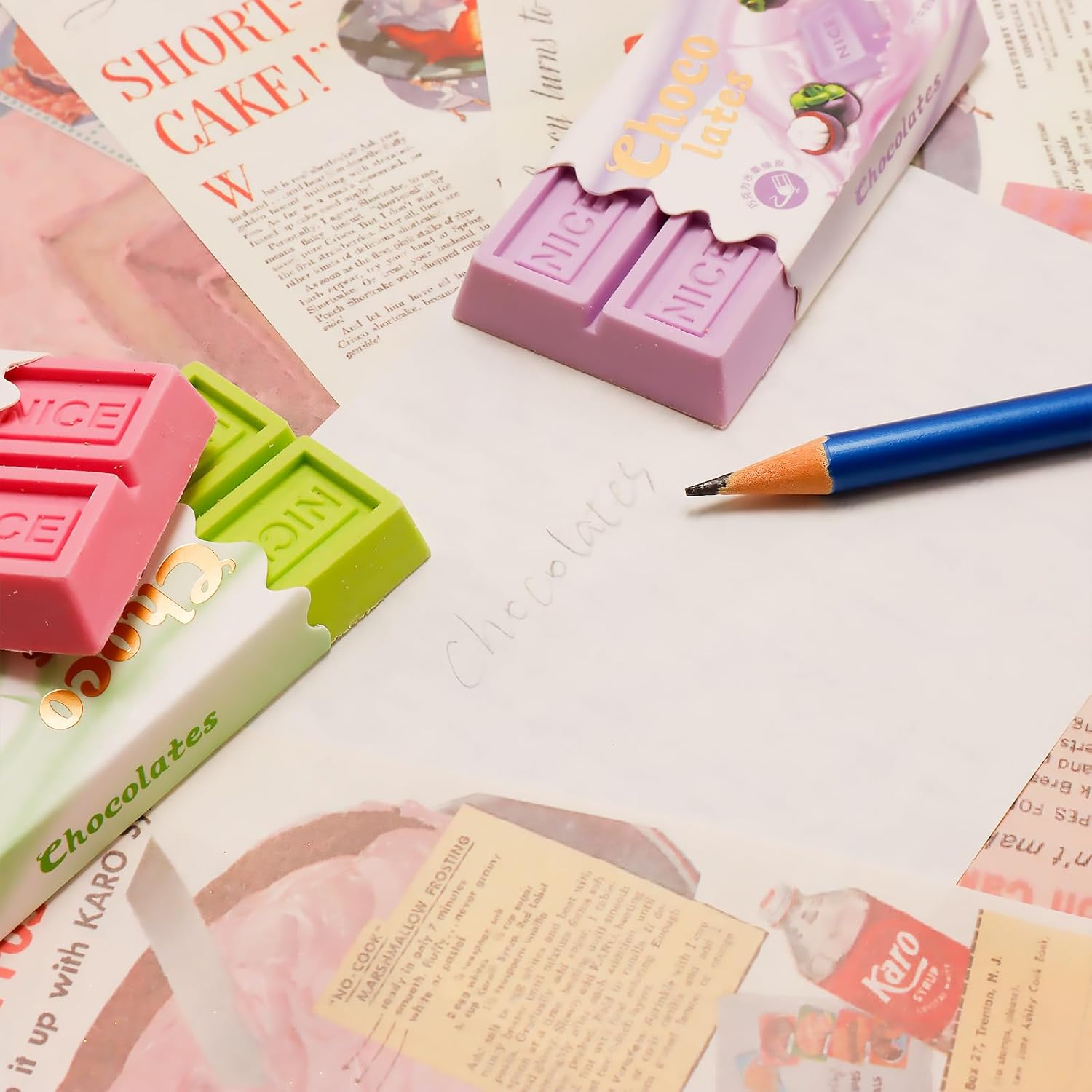 Exasinine Borrador de chocolate para suministros escolares de regalo, 6 unidades