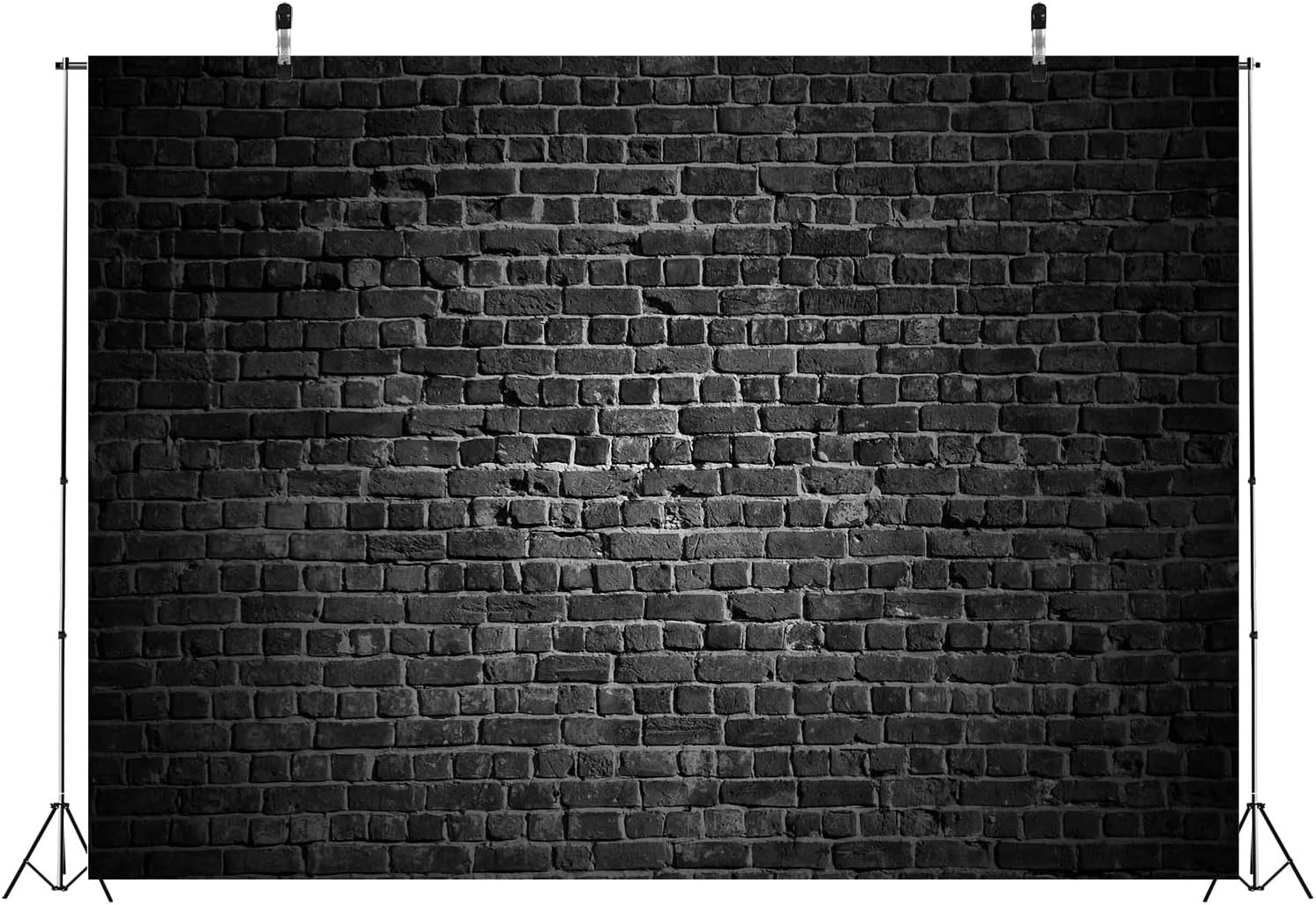 BELECO Telón de fondo de pared de ladrillo negro de tela de 7 x 5 pies, fondo de pared negro de ladrillo negro, decoración de fiesta temática de
