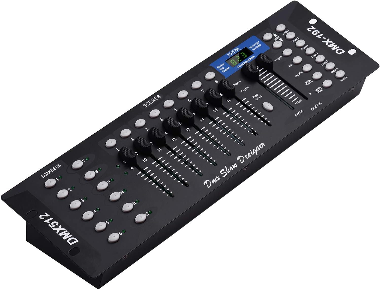 JINGFENG DMX512 Panel de consola controlador de luz 192CH Función de programación Activado por sonido con antena de pantalla LED para escenario DJ
