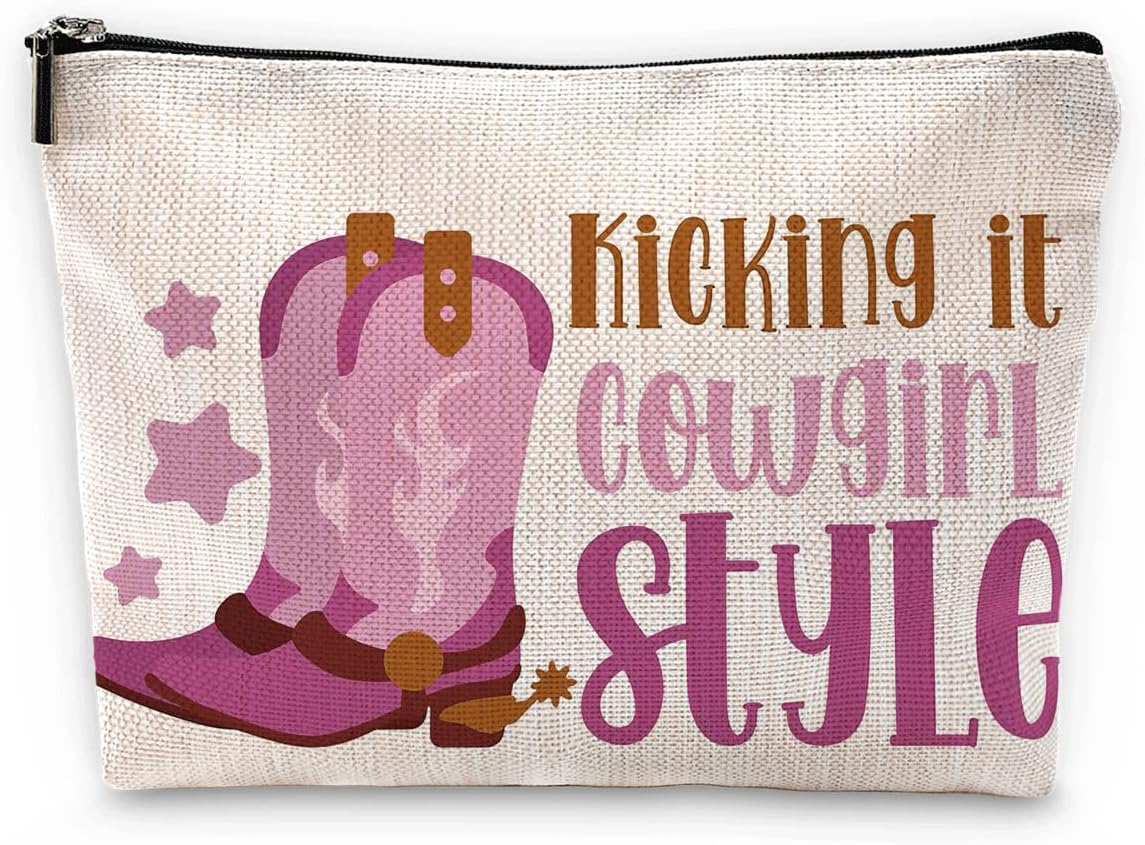 Sufamb Kicking It – Bolsa de maquillaje para botas vaqueras de color rosa intenso, bolsa de cosméticos para mujeres y niñas, regalos de cumpleaños