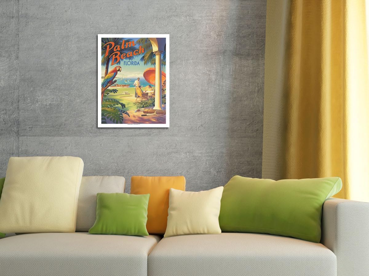 Kerne Erickson – Póster de viaje vintage de Palm Beach Florida, impresión artística maestra (sin marco) 9 x 12 pulgadas