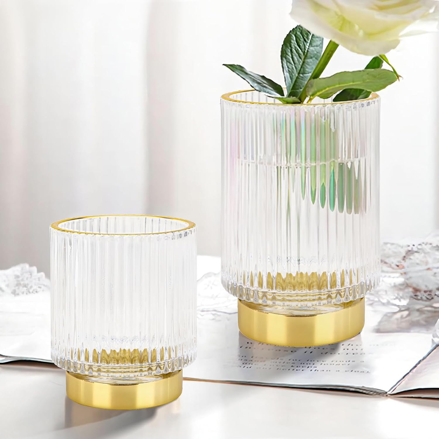 DASITON Organizador de brochas de maquillaje, cepillo de maquillaje cosmético de cristal, soporte de almacenamiento de pinceles de vidrio, soporte
