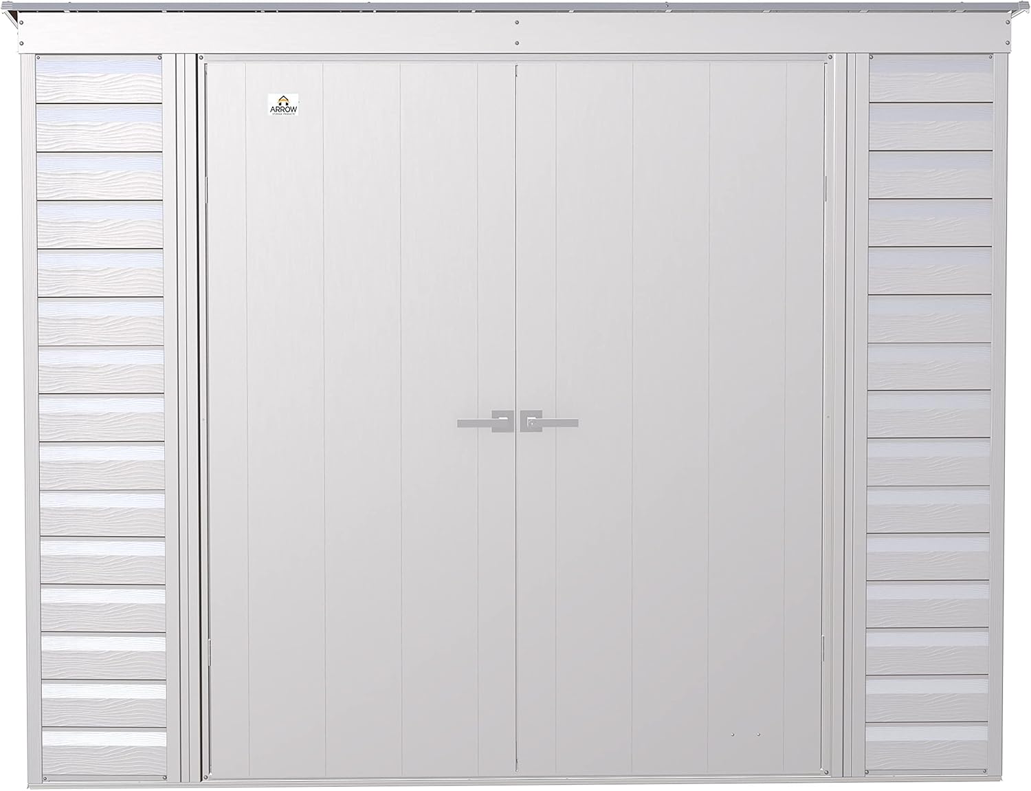 Arrow Select – Cobertizo de almacenamiento de acero con cerradura para exteriores, 8 x 4 pies, color gris flauta