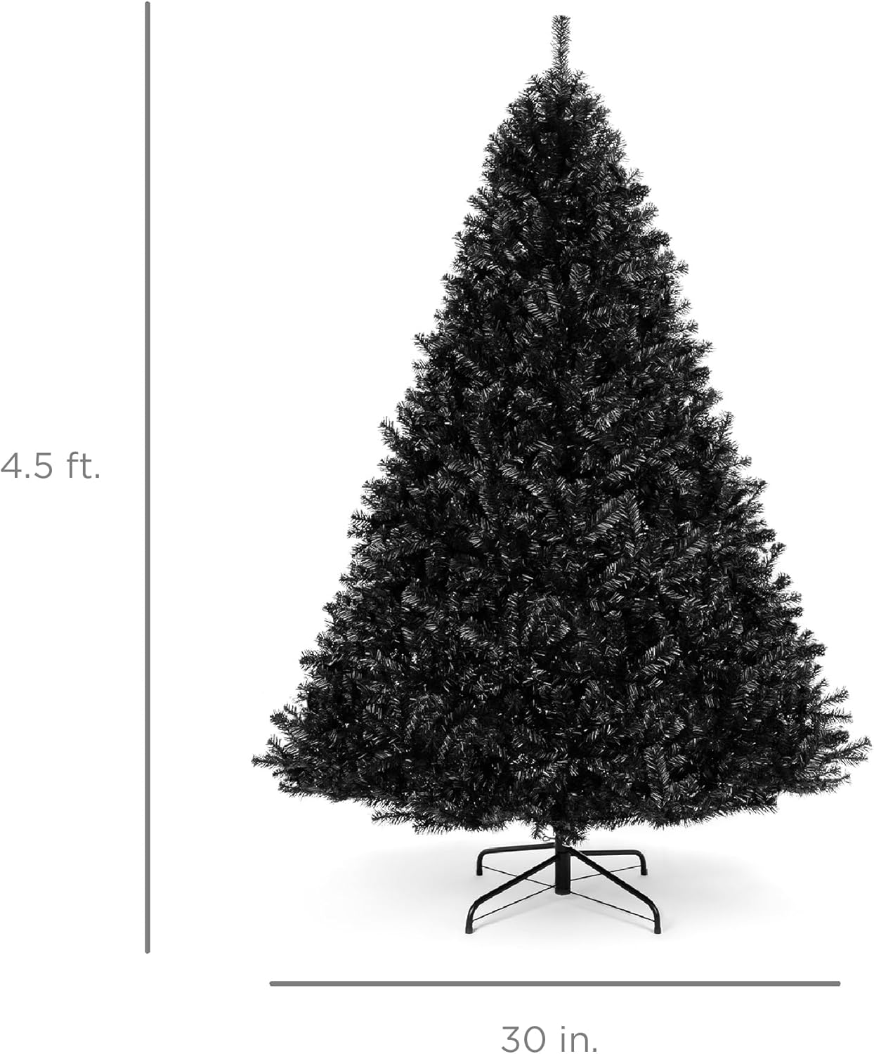 Best Choice Products Árbol de Navidad artificial negro de 4.5 pies, decoración de vacaciones de temporada para el hogar, oficina, decoración de