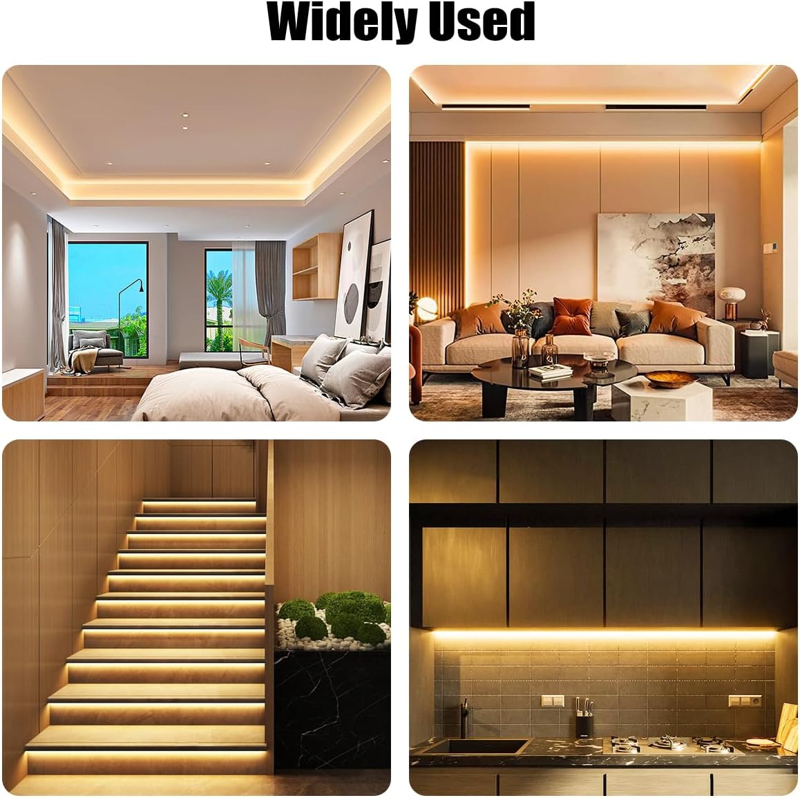 COB – Tira LED regulable de 16.4 pies, luz blanca cálida regulable de 3000 K, blanco cálido brillante, CC 24 V, 1600 LED, CRI90, luces LED flexibles