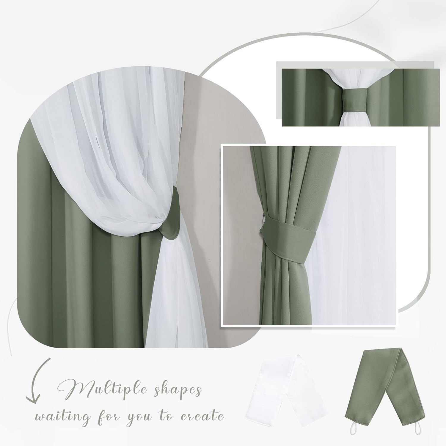 PONY DANCE Cortinas de oscurecimiento de habitación con superposición transparente, cortinas de doble capa para sala de estar, cortinas con