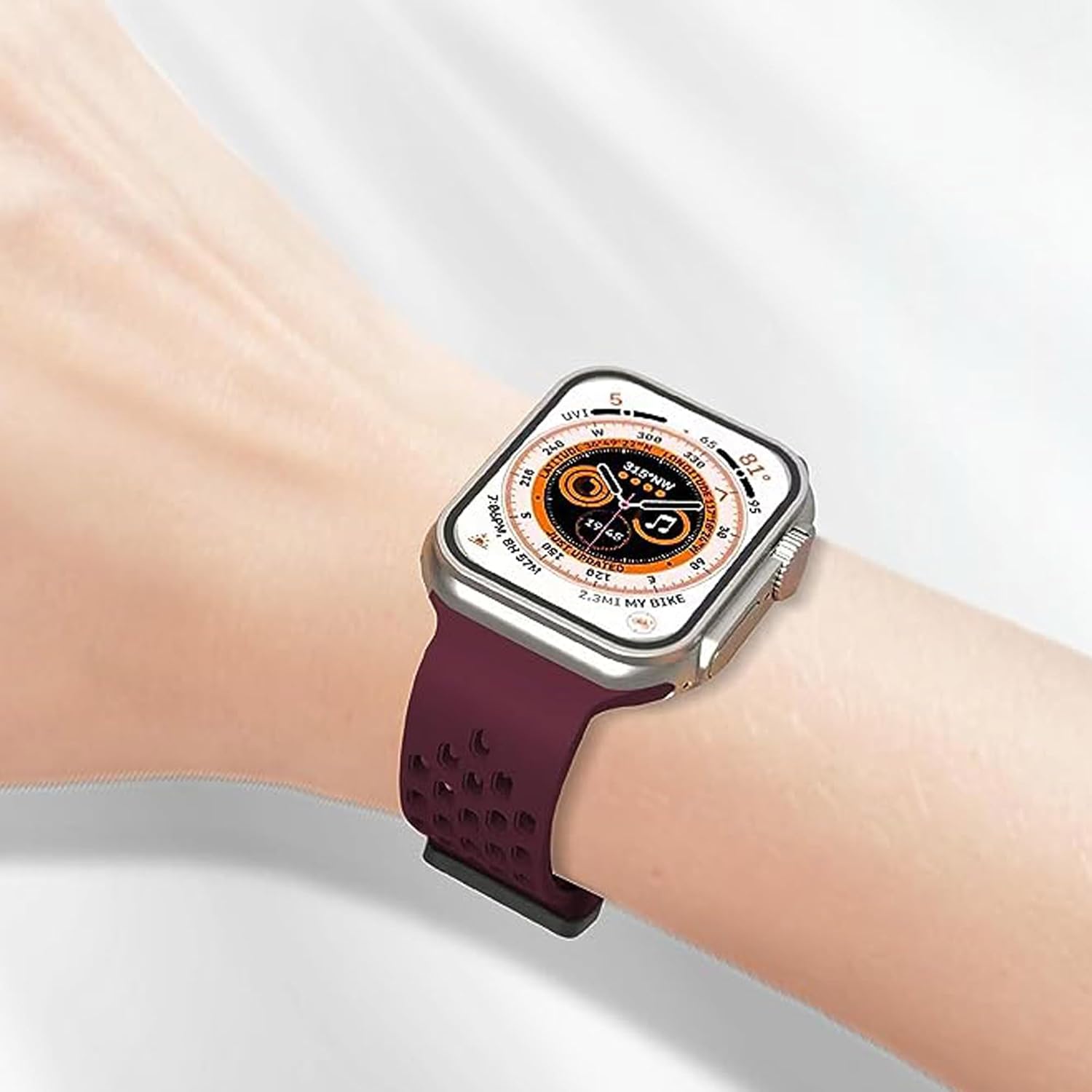 Compatible con Amazfit Bip 5 bandas, Lamshaw 0.866 in transpirable suave silicona deportiva con mariposa magnética Clousure correas de repuesto