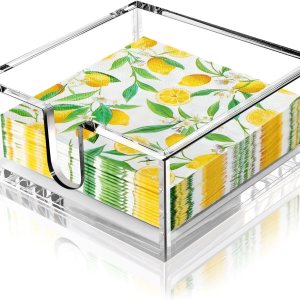 LotFancy Servilletero acrílico para servilletas de cóctel de 5 x 5 pulgadas, soporte de papel transparente para mesa, cocina, bar, fiesta, LotFancy Servilletero acrílico para servilletas de cóctel de 5 x 5 pulgadas, soporte de papel transparente para mesa, cocina, bar, fiesta,