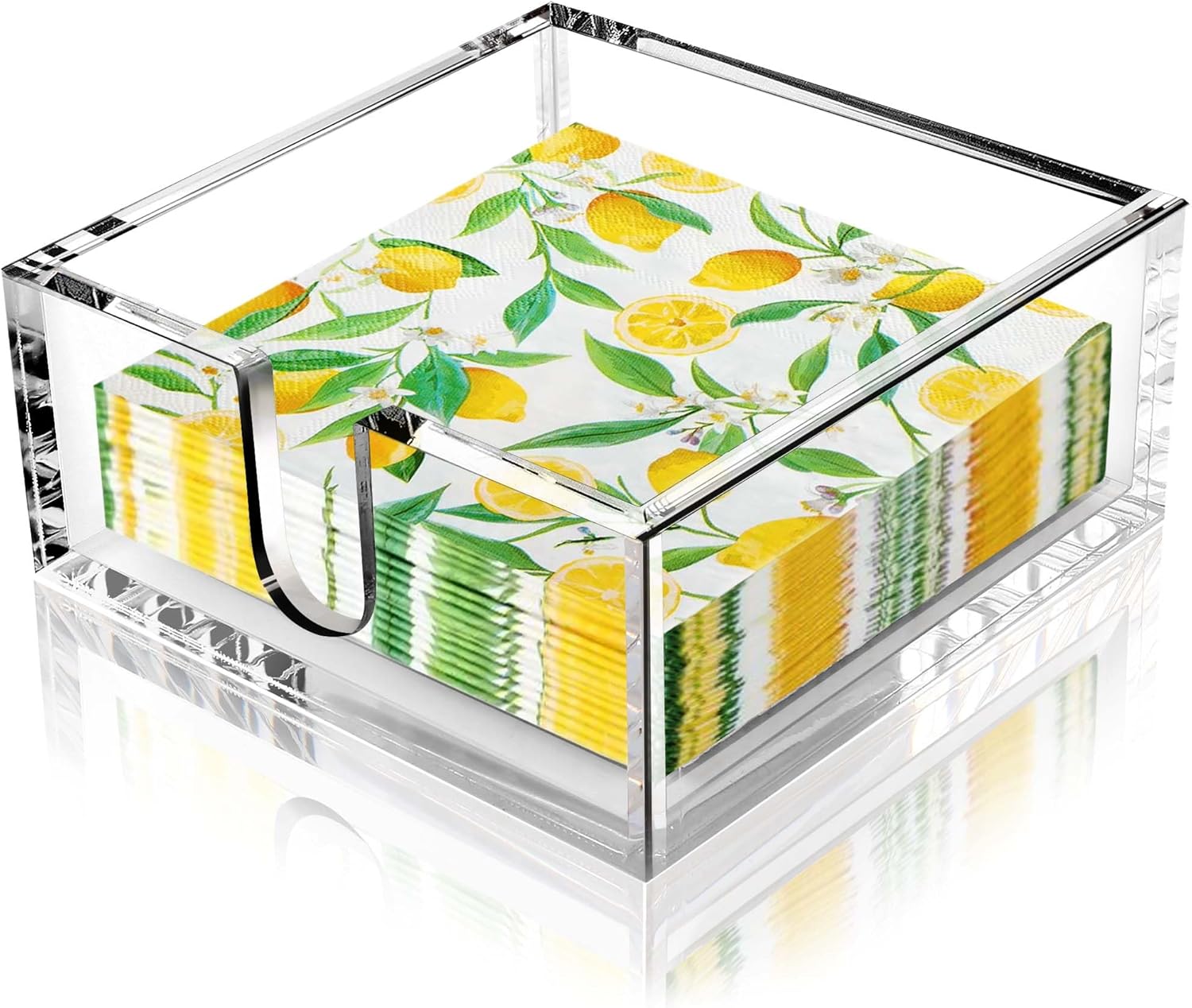 LotFancy Servilletero acrílico para servilletas de cóctel de 5 x 5 pulgadas, soporte de papel transparente para mesa, cocina, bar, fiesta,