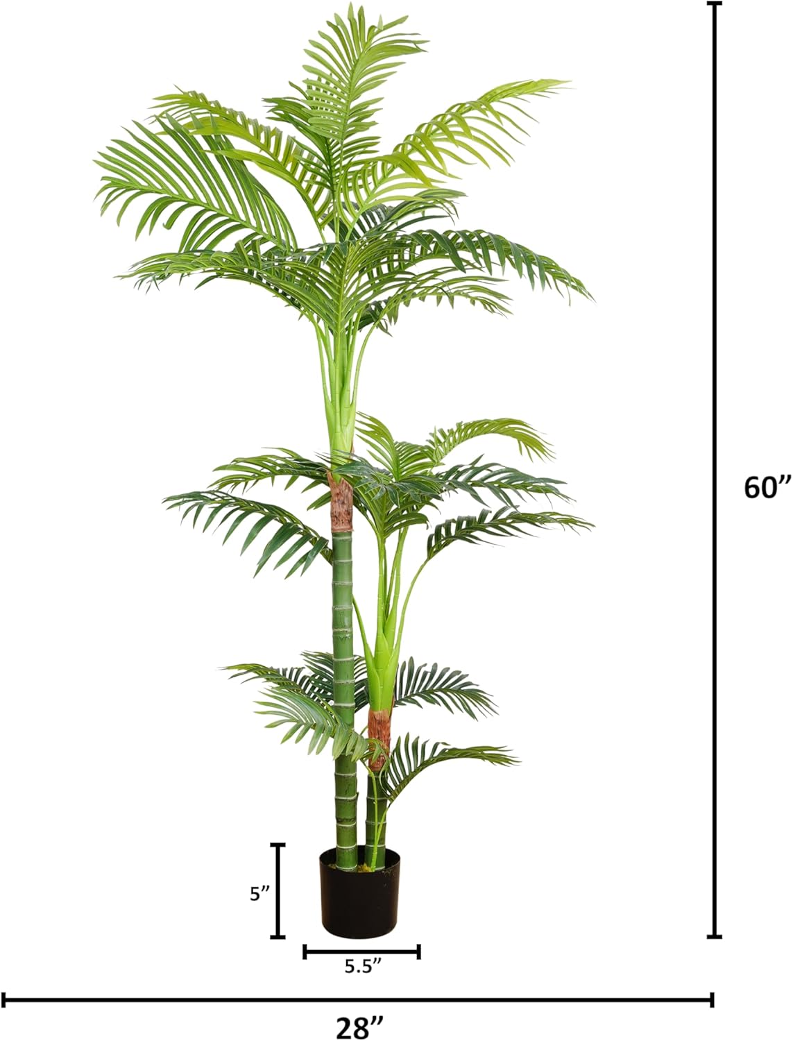 Verel Plantas artificiales de 5 pies para exteriores, palmeras artificiales de areca altas y grandes para decoración interior del hogar, palmera