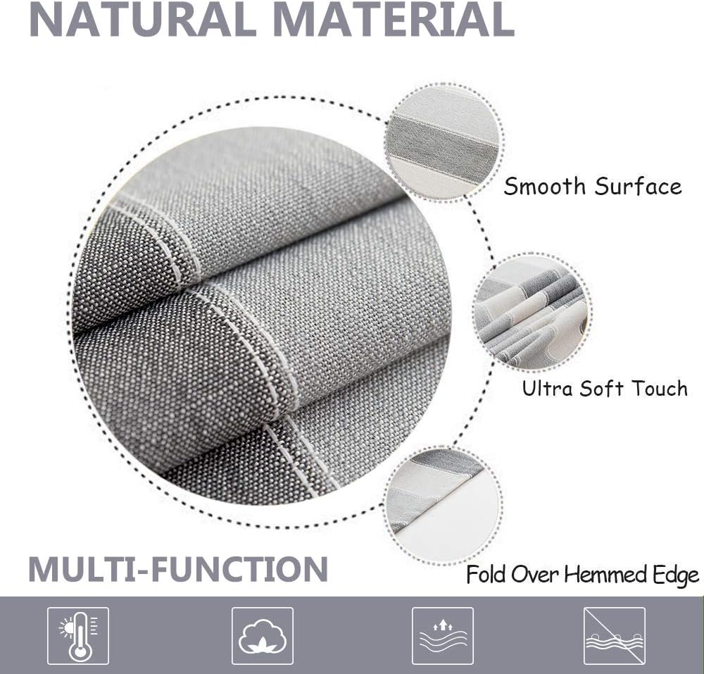 LINENLUX – Mantel rectangular  cuadrado para decoración de mesas de cocina y comedor, diseño a rayas color gris, cuadrado  redondo, 55 x 55pulgadas