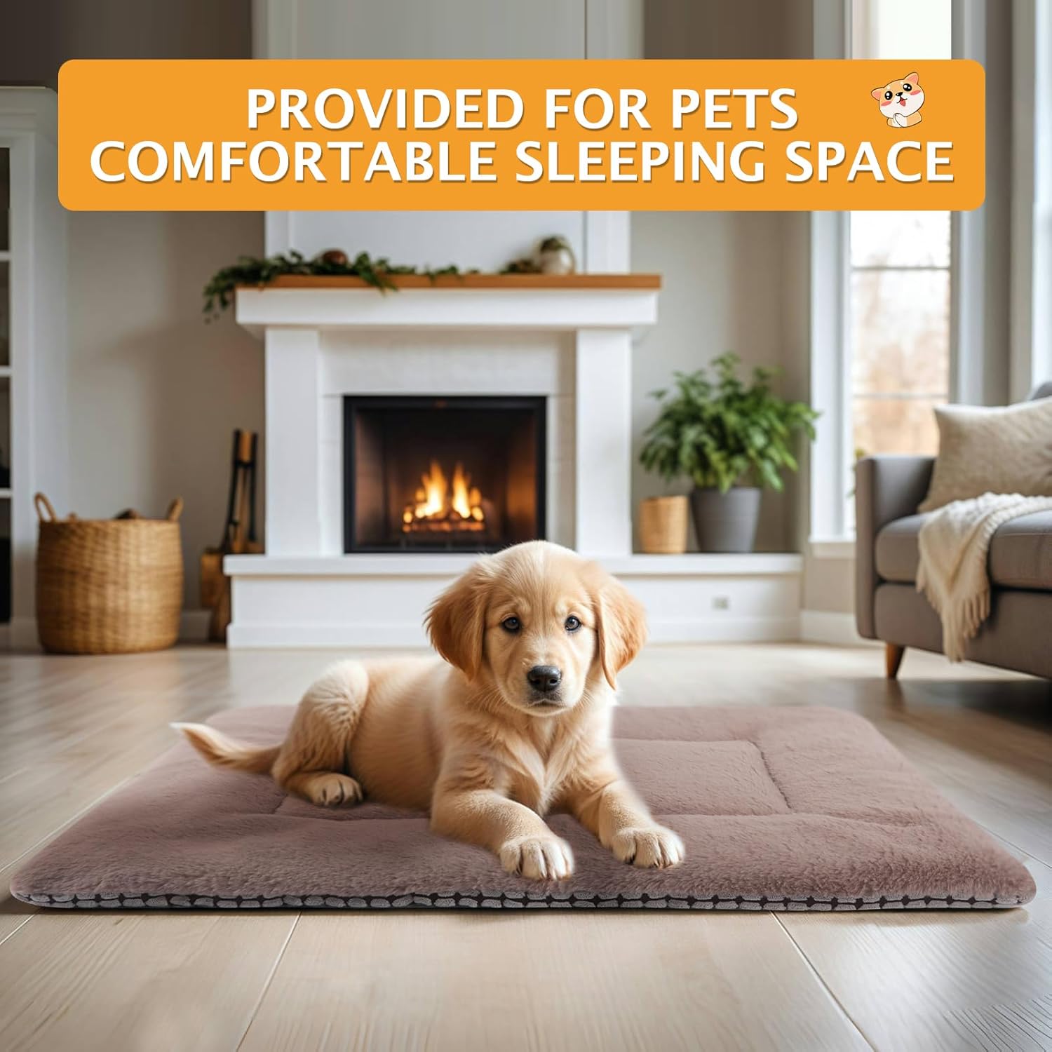 Tapete reversible para cama para perro con terciopelo de felpa y maíz, cojín suave y cálido para mascotas, colchón lavable de doble propósito para