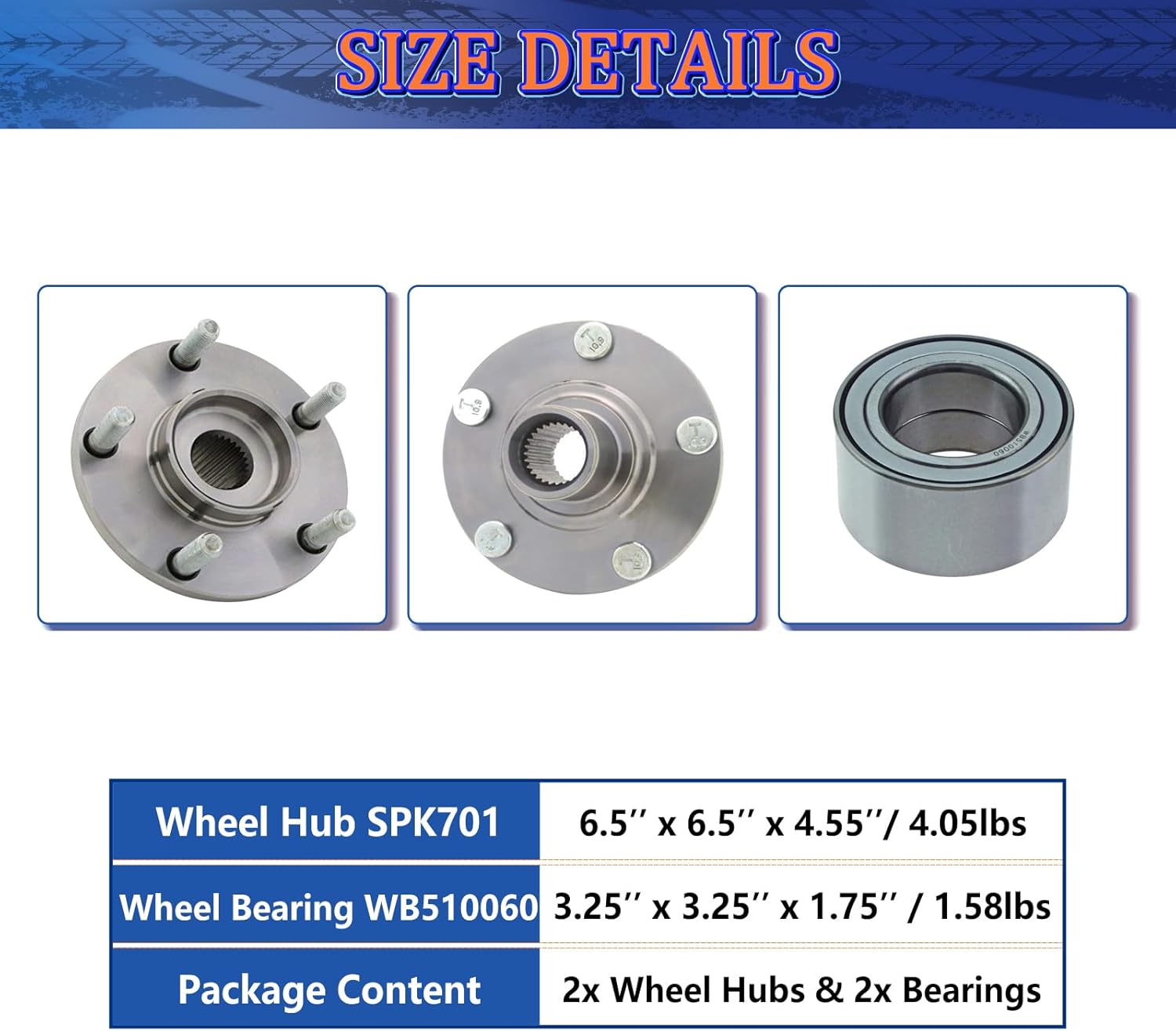 Maxfavor Juego de 4 piezas de buje de rueda delantera y cojinete y kit de sello de reemplazo para Nissan Altima 2002 2003 2004 2005 2006 S SL Base