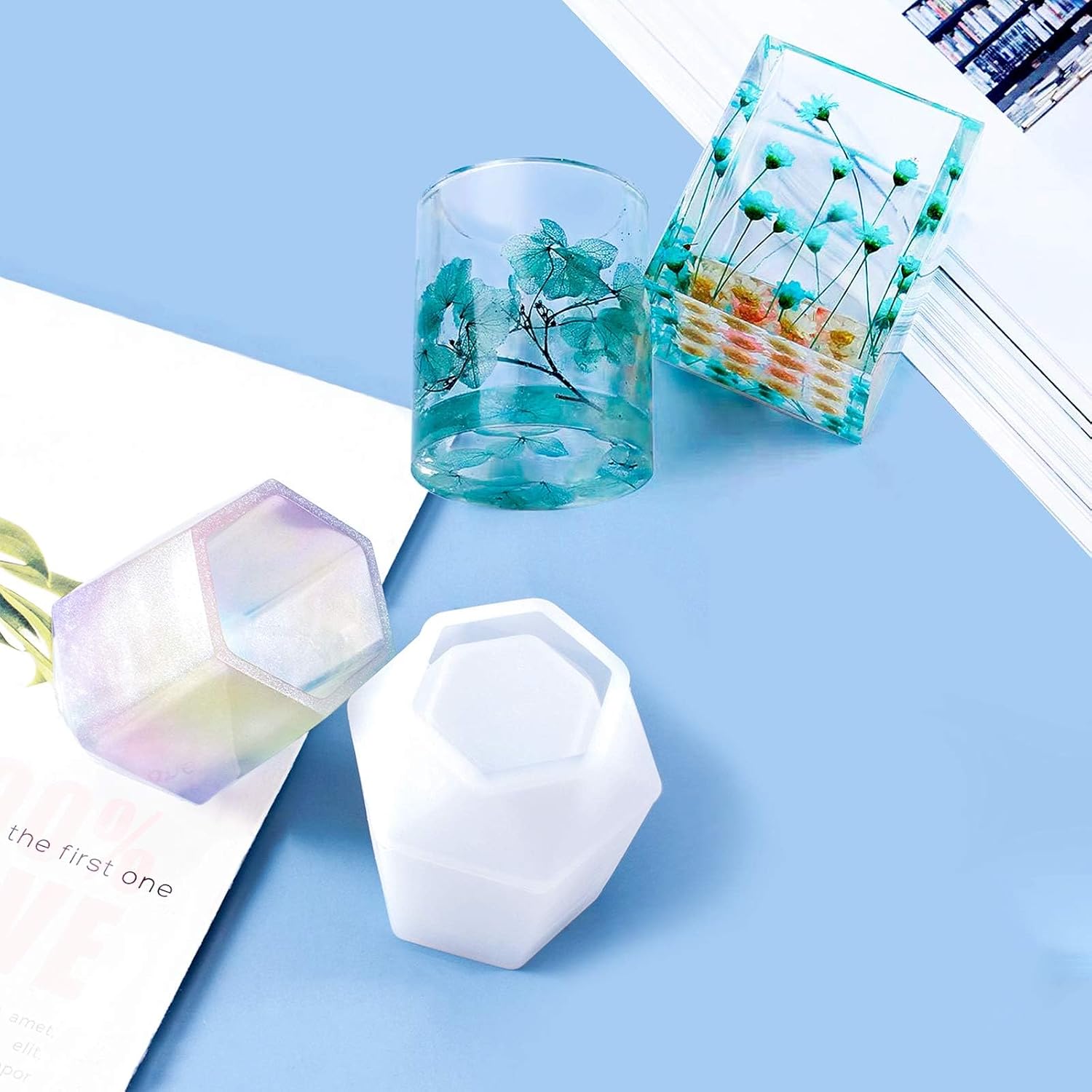 Molde de silicona para macetas, moldes de silicona para cubos y cilindros, organizador de brochas de maquillaje, molde de epoxi, moldes para