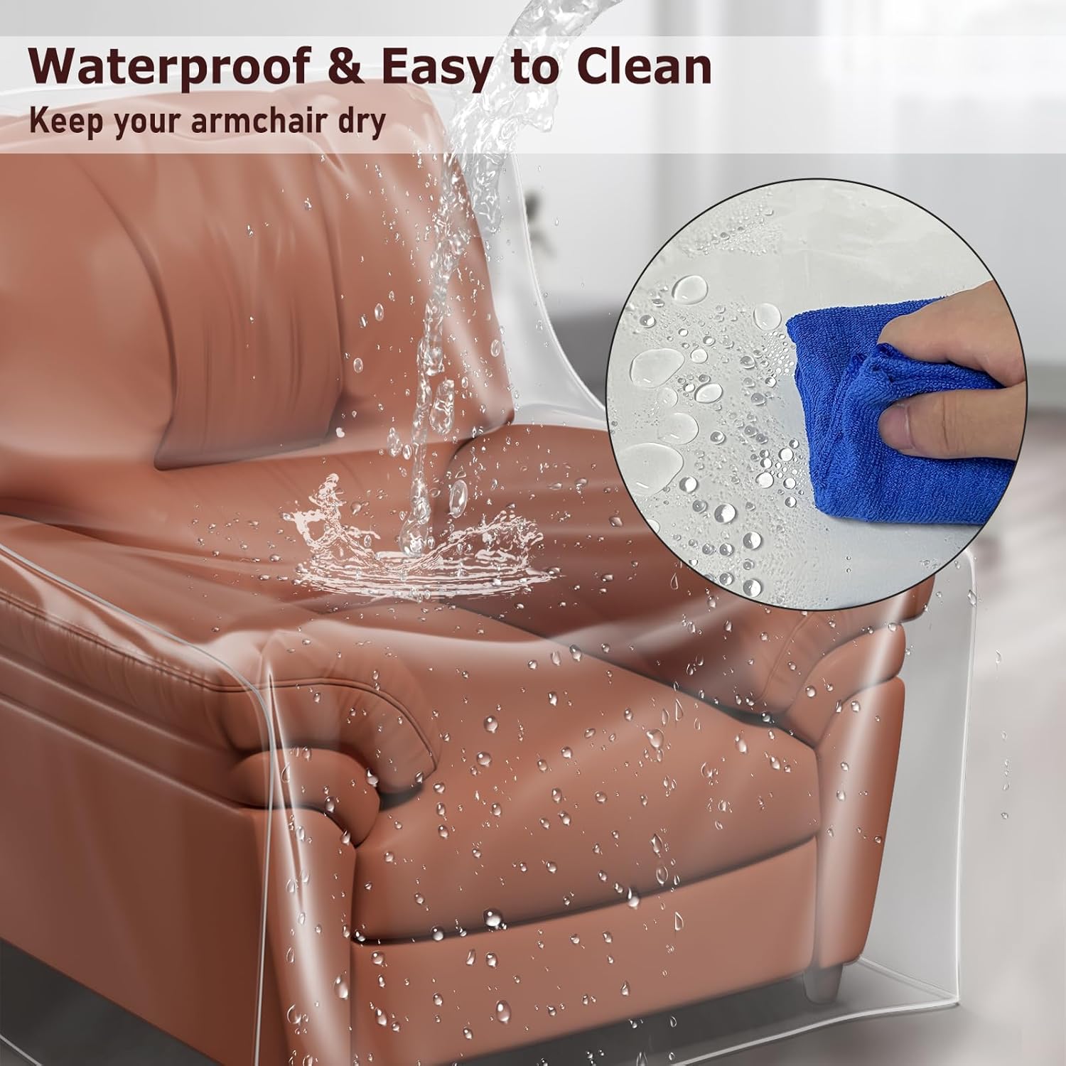 STARTWO Paquete de 2 fundas de plástico para sillón reclinable, transparente resistente, cubierta de vinilo transparente de PVC grueso, impermeable,