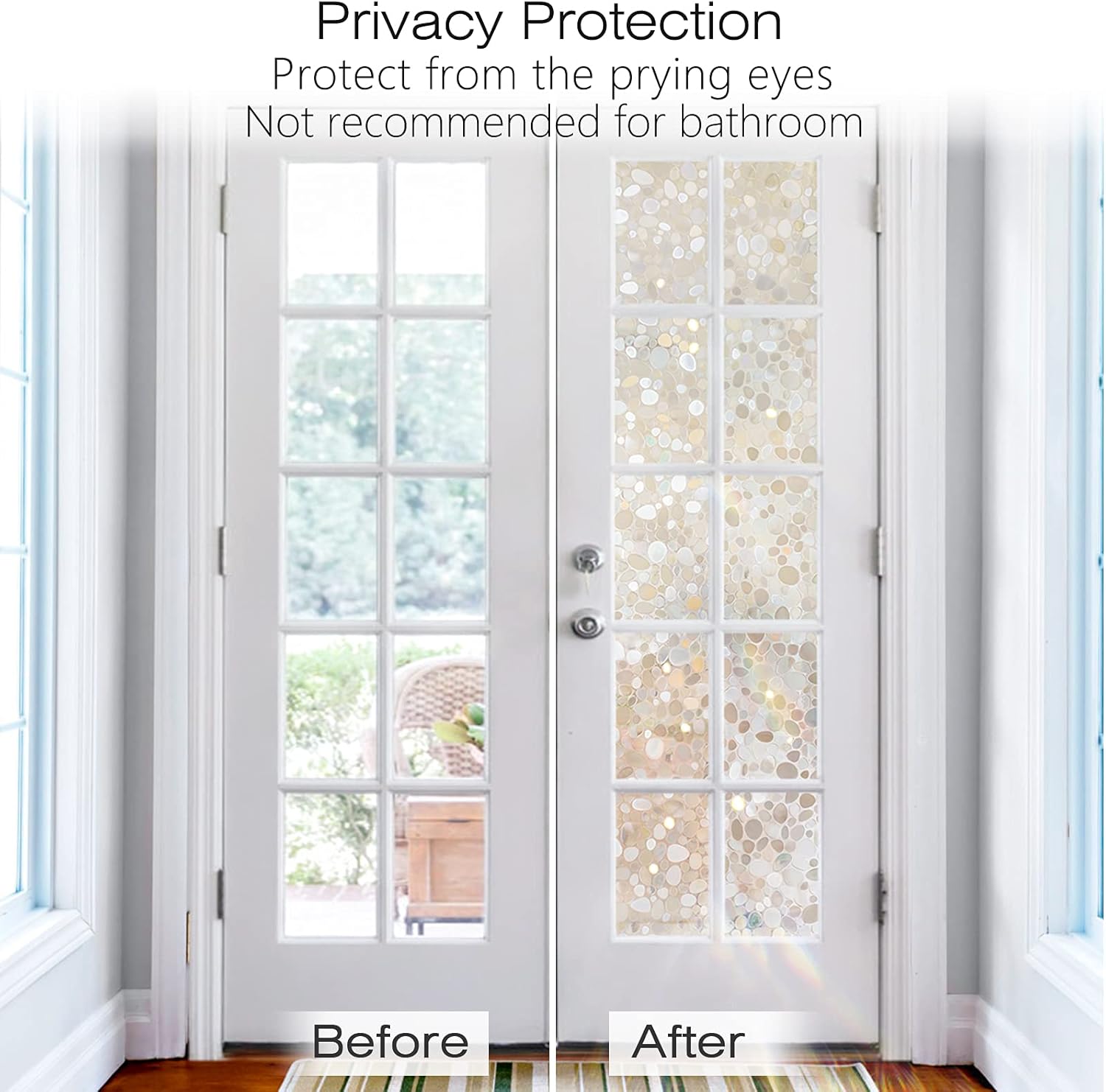 rabbitgoo Película de privacidad para ventana, adhesivos decorativos para ventanas, con bloqueo UV, adherencia estática, no adhesivas, vinilo para
