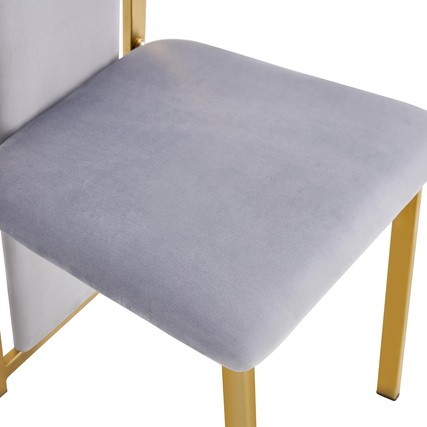 ME2 Juego de 2 sillas de comedor, elegantes patas de acero inoxidable doradas, sillas de comedor tapizadas de terciopelo para cocina y comedor (gris)