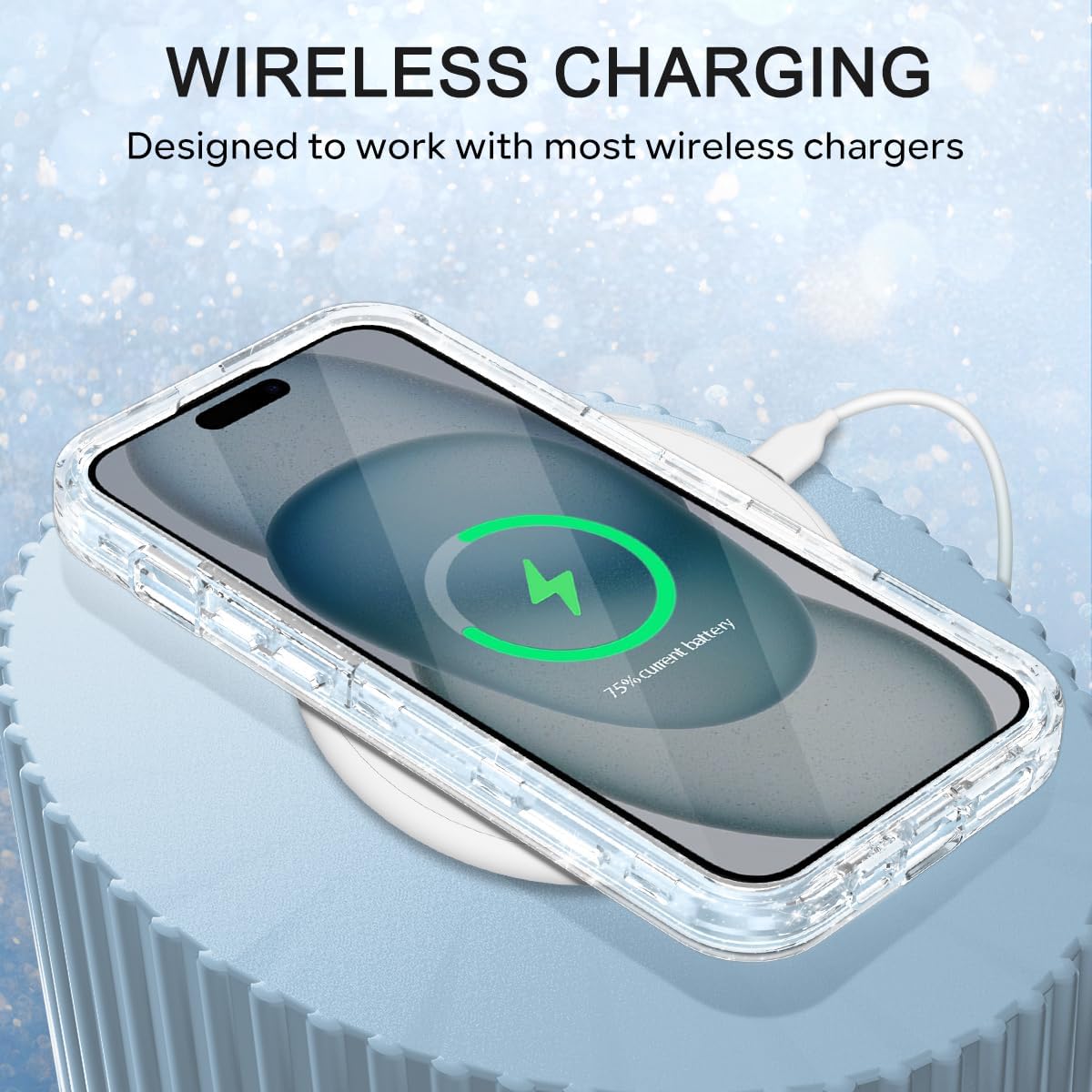 Btscase Funda para iPhone 15 Plus de 6.7 pulgadas (2023), patrón de mármol 3 en 1 resistente cuerpo completo a prueba de golpes PC duro + silicona