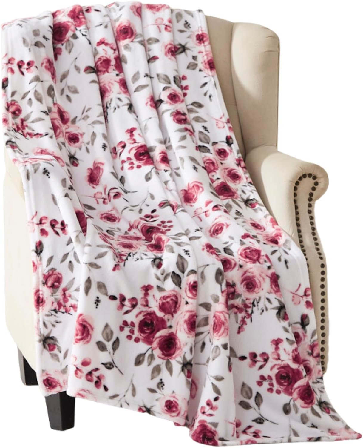 Serafina Home Manta VelSoft Durable Fleece Accent para cama o sofá (rosas rubor, 50 x 70 pulgadas)