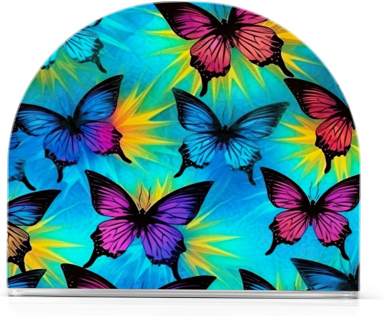 Napkin Holder Butterfly Blue Purple Napkin Holders for Tables, Clear Acrylic Napkin Holders Cocktail Napkin Holder for Kitchen Restaurant Bar Home