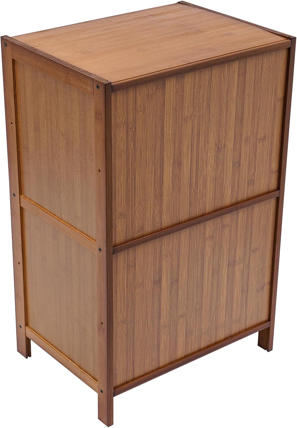 Mesita de noche con 2 cajones decorativos tipo ratán, moderna mesita de noche con pies de bambú natural macizo, mesa auxiliar de cama para