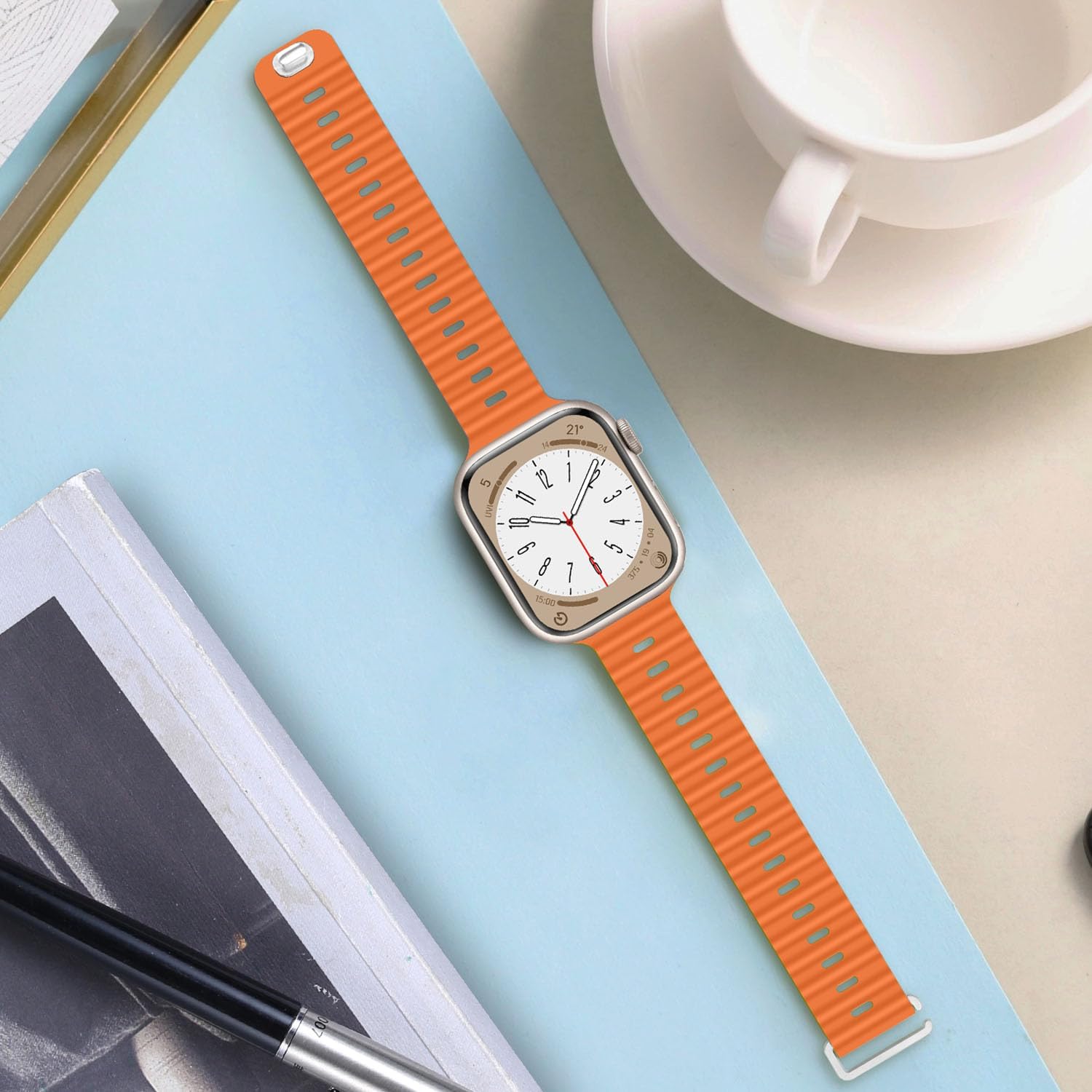 HITZEE Compatible con Apple Watch Band de 1.614, 1.575, 1.496 pulgadas, correas de silicona de bucle suave con hebilla diseñadas para Apple Watch