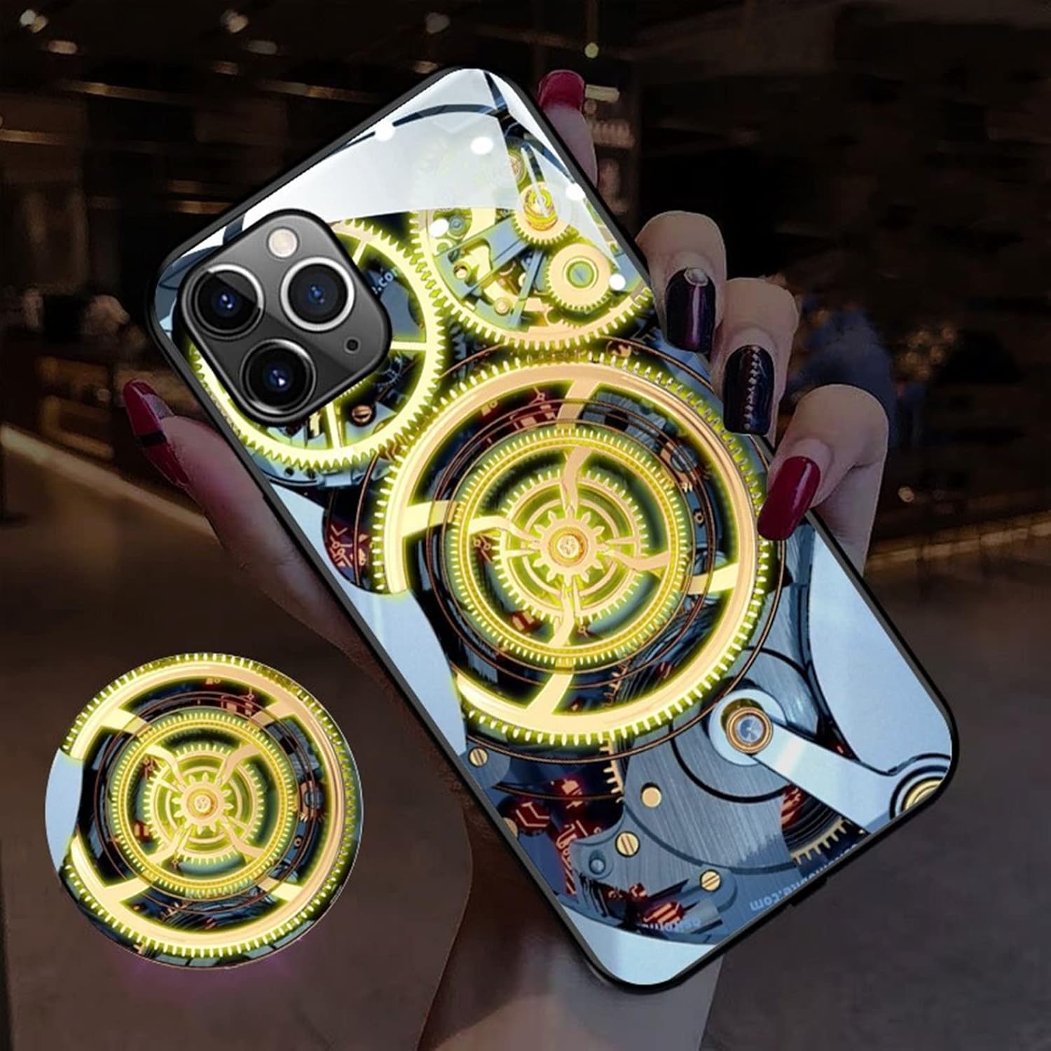 Funda compatible con iPhone 12 Pro Max, cubierta trasera de vidrio templado que brilla intensamente, a prueba de golpes, para mujeres geniales y