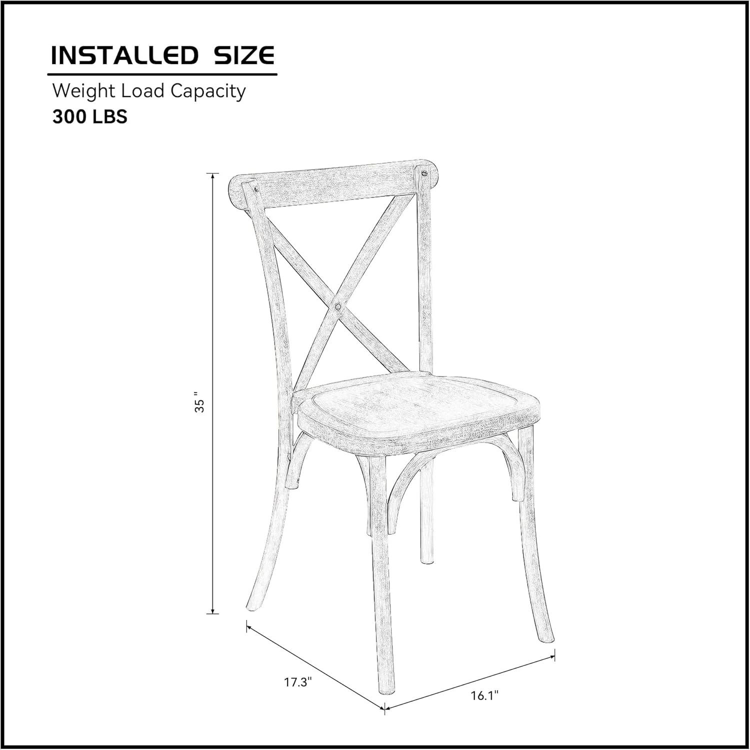 LyuHome Juego de 2 sillas de comedor, muebles para sillas con respaldo, paquete de 2, sillas de madera sintética de granja, respaldo elegante y