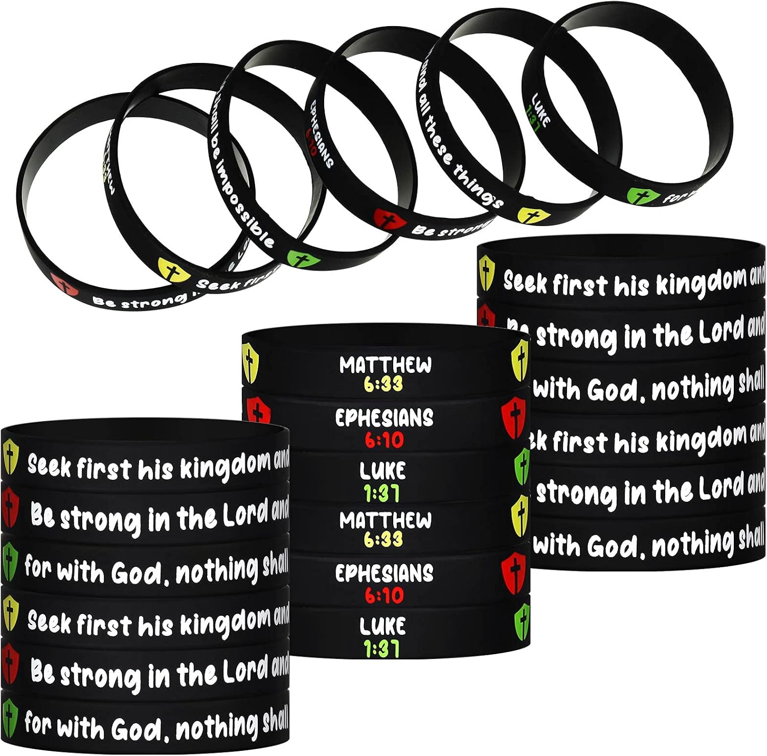 Pulseras de goma religiosas con versículos de la Biblia, pulseras religiosas, pulseras religiosas de colores para hombres, mujeres y adolescentes, 3