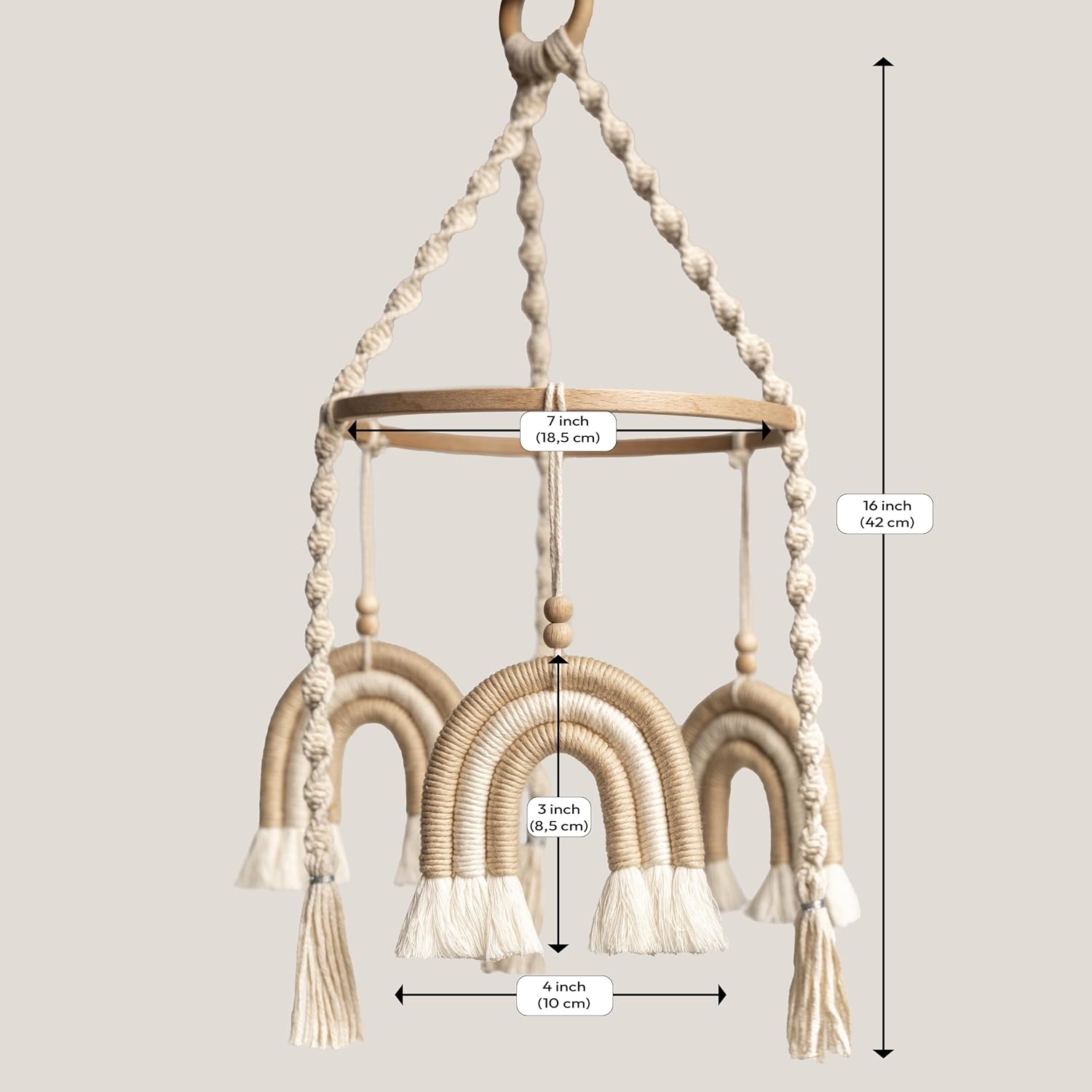 Móvil de cuna para niñas, móvil de bebé arcoíris, móvil hecho a mano para cuna, móvil de macramé para cuna, móvil de cuna bohemio, móvil de cuna