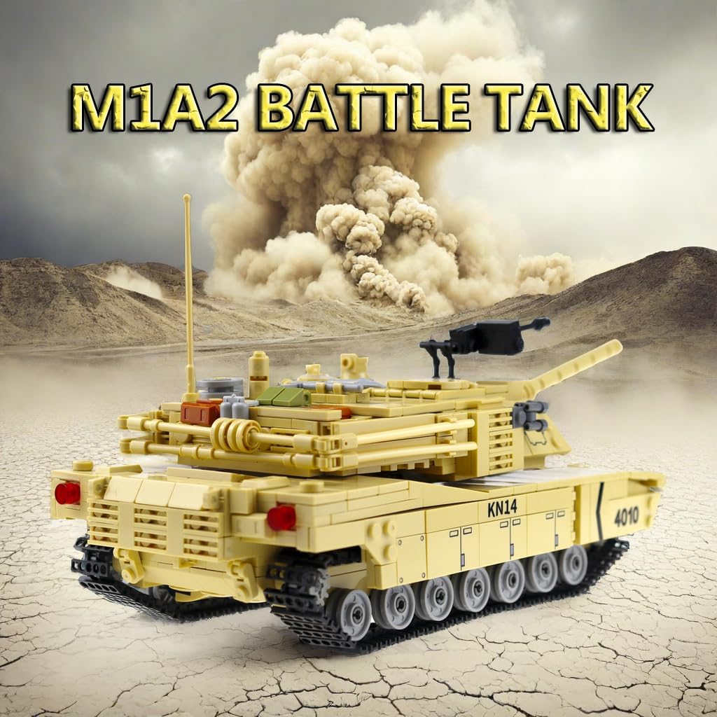 Juguetes de construcción militares para niños, 1053 piezas del ejército de los Estados Unidos M1A2 tanque de batalla principal, bloques de
