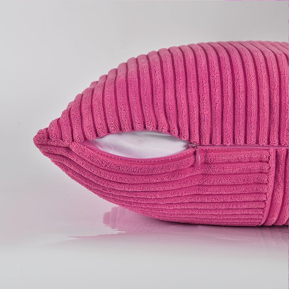 Fancy Homi Paquete de 2 fundas de almohada decorativas grandes de color rosa intenso de 24 x 24 pulgadas para sala de estar, sofá cama, estilo