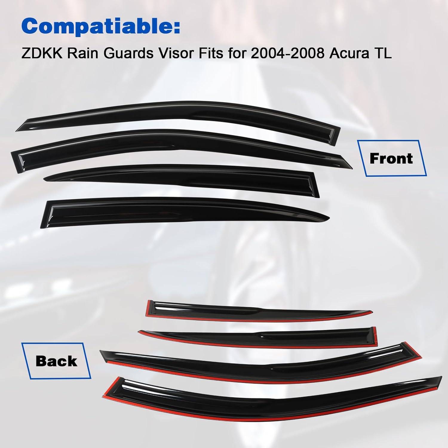 4 viseras de ventana, deflectores de ventilación, protección solar, viento, lluvia, se adapta a viseras de ventana de automóvil Acura-TL 2004-2008