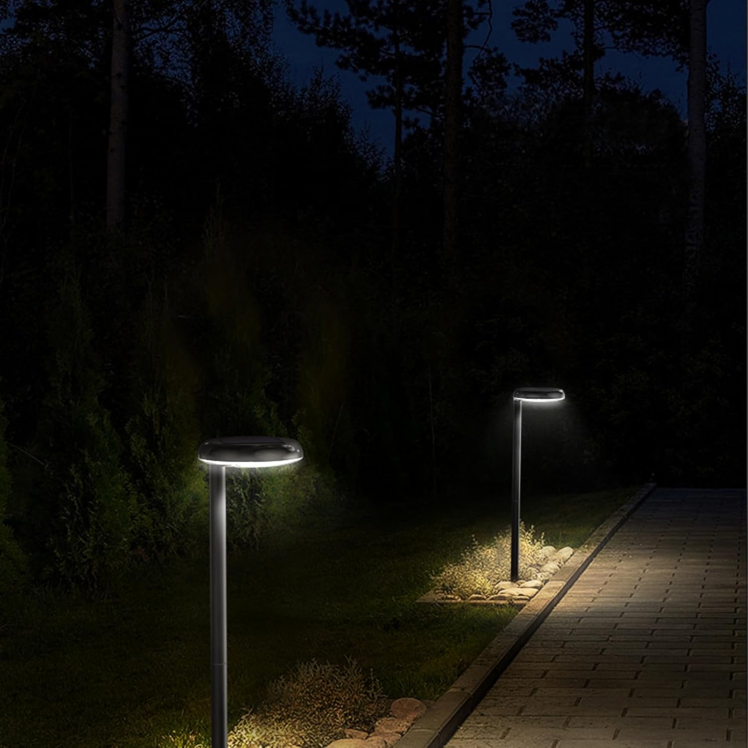 Luces solares para camino superbrillantes de 300 lúmenes con 2 en 1 blanco cálido y color de luz diurna, luces solares para camino, acera, entrada,
