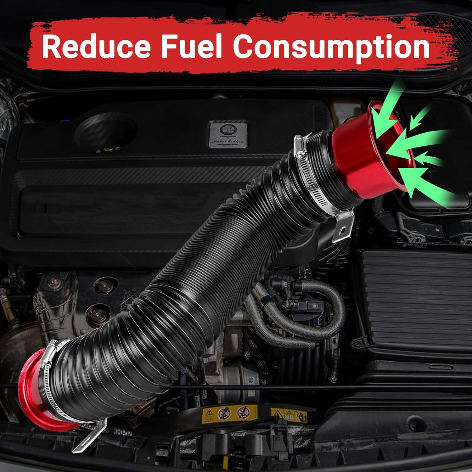 Conducto de admisión del tubo de admisión, 3 pulgadas2.992 in Tubo de entrada de frío de aluminio universal para automóvil automotriz- Rojo