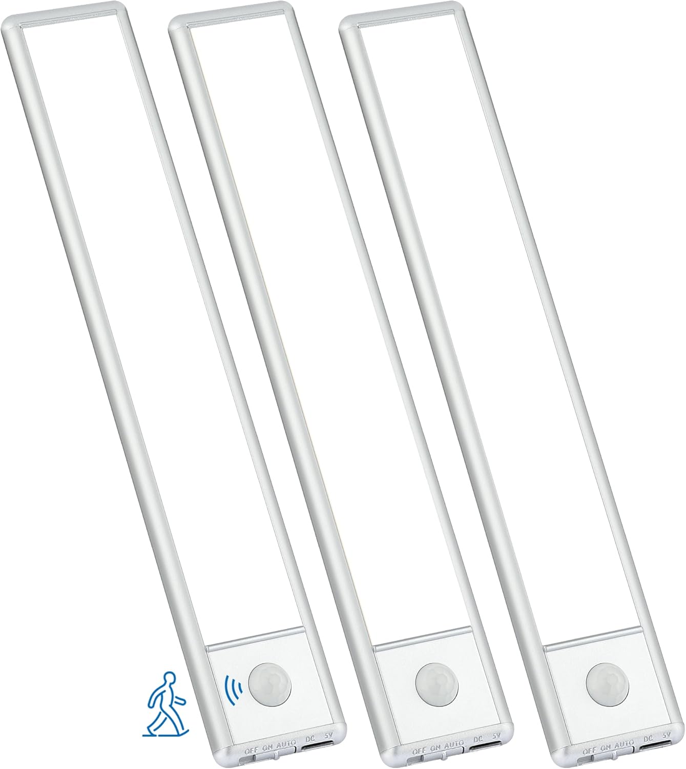 30 luces LED con sensor de movimiento para debajo del gabinete, luces magnéticas recargables de 8 pulgadas, barra de luz nocturna inalámbrica,