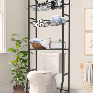 Fandature Estante de almacenamiento sobre el inodoro con estante de 3 niveles para baño, organizador independiente sobre el inodoro con 6 estantes Fandature Estante de almacenamiento sobre el inodoro con estante de 3 niveles para baño, organizador independiente sobre el inodoro con 6 estantes